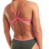 004651-609-WOMEN'S SWIMSUIT LACE BACK SOLID-005.df7367b3 COSTUME donna LACE-BACK ARENA Dark Sage Shocking Pink