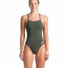 004766-660-WOMEN'S TEAM SWIMSUIT CHALLENGE SOLID-001 Costume Donna Team Challenge ARENA Dark Sage White
