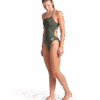 004766-660-WOMEN'S TEAM SWIMSUIT CHALLENGE SOLID-003 Costume Donna Team Challenge ARENA Dark Sage White