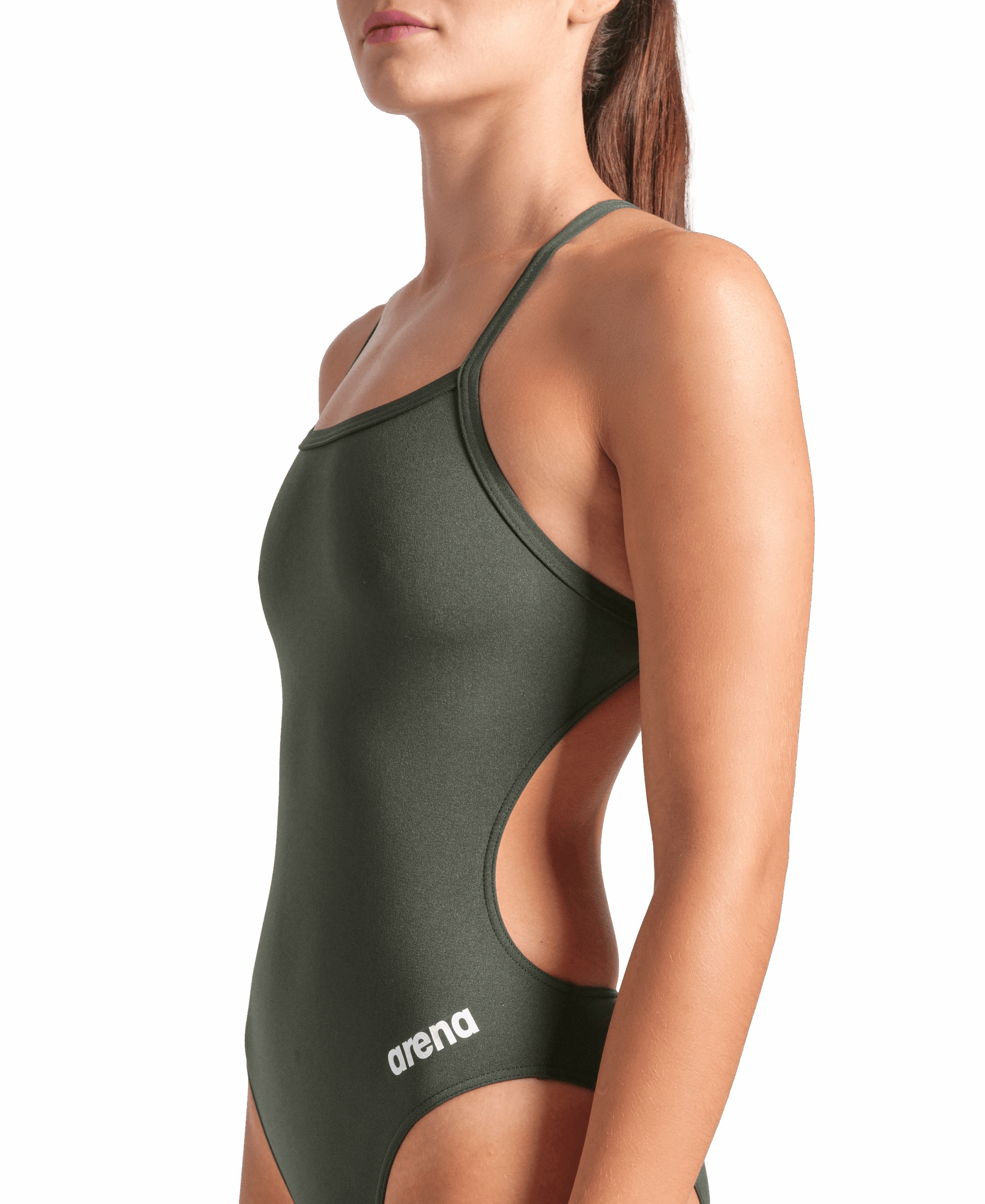 004766-660-WOMEN'S TEAM SWIMSUIT CHALLENGE SOLID-004 Costume Donna Team Challenge ARENA Dark Sage White