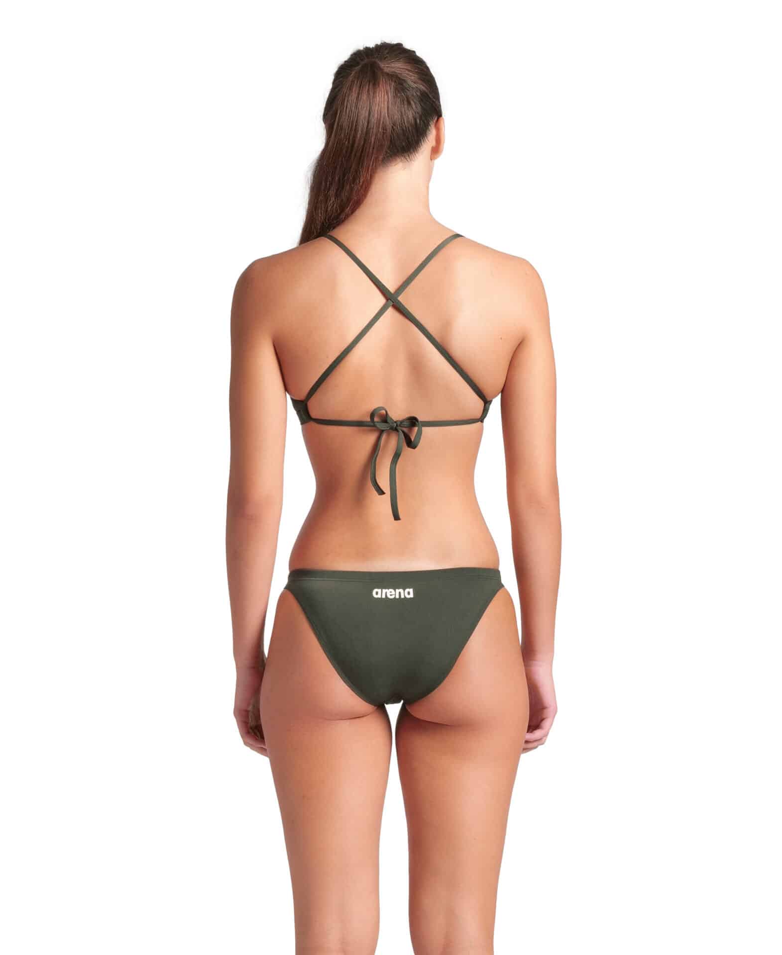 TOP DONNA BIKINI Tie Back Solid ARENA Dark Sage White