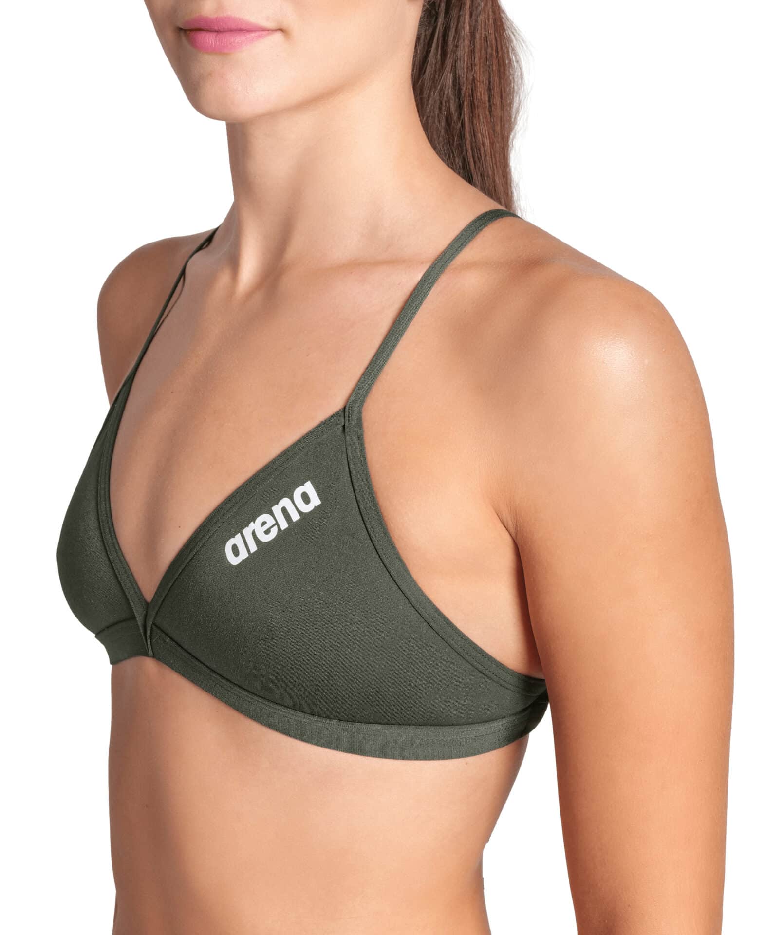 TOP DONNA BIKINI Tie Back Solid ARENA Dark Sage White