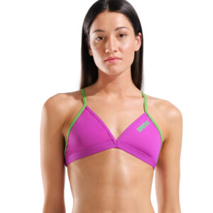 TOP DONNA BIKINI Tie Back Solid ARENA Very Fuchsia Team Green