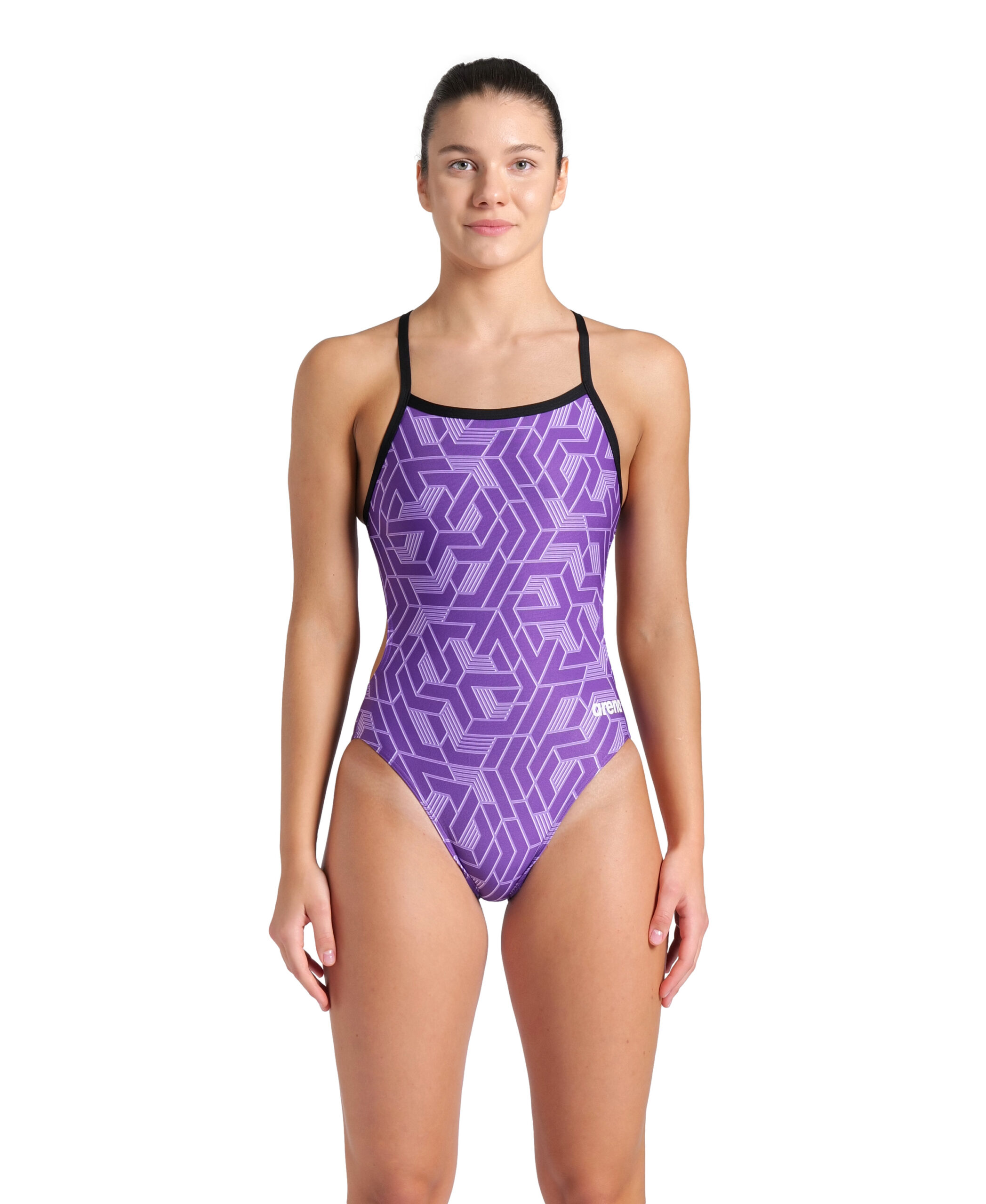 007739-900-WOMEN'S ARENA ESCAPE SWIMSUIT CHALLENGE BACK-001.73eb4c1c Costume donna ESCAPE CHALLENGE BACK ARENA Black Team Purple