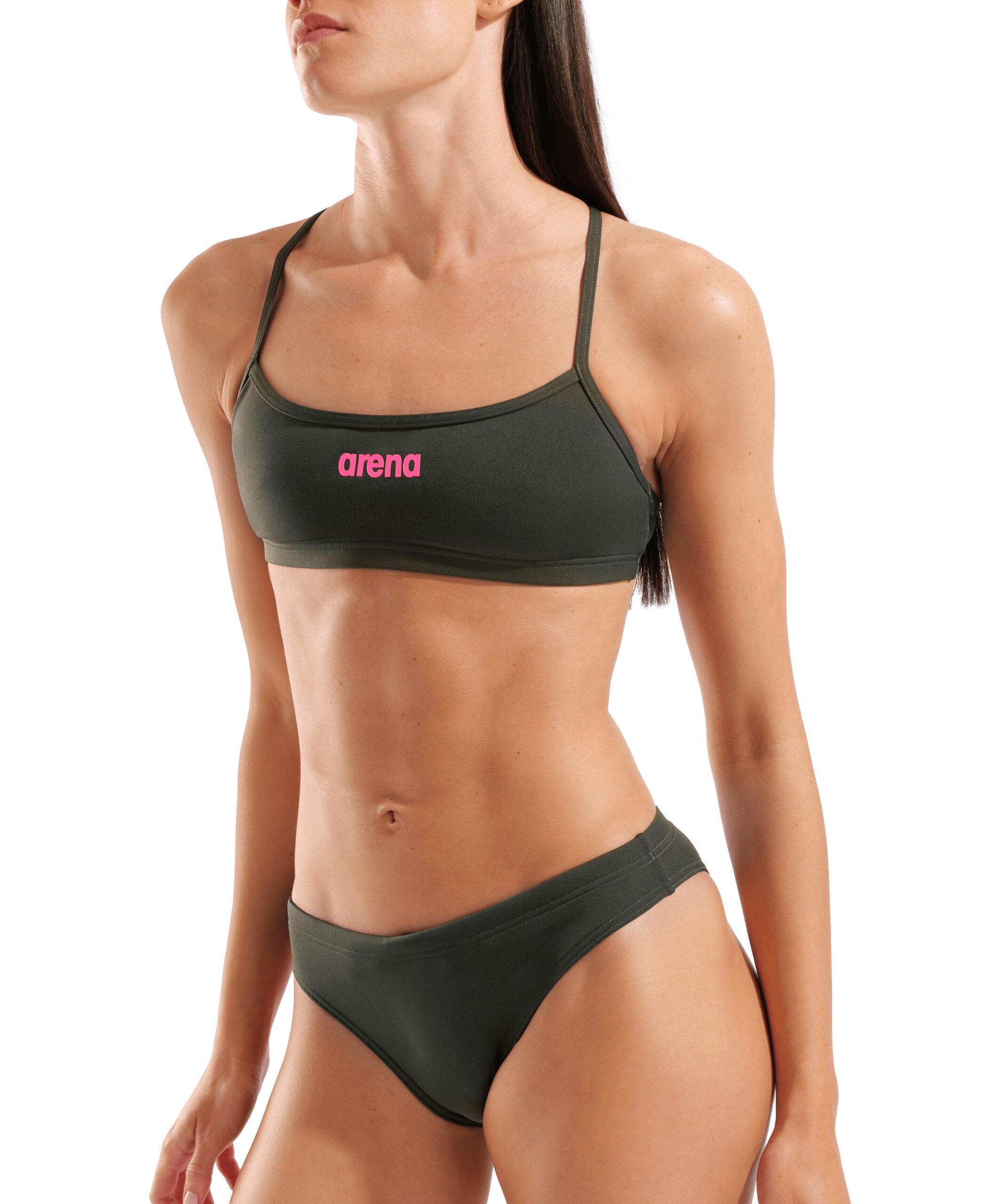 008818-609-WOMEN'S ARENA BIKINI BANDEAU SOLID-004.a3899861 Bikini BANDEAU SOLID ARENA Dark Sage Shocking Pink