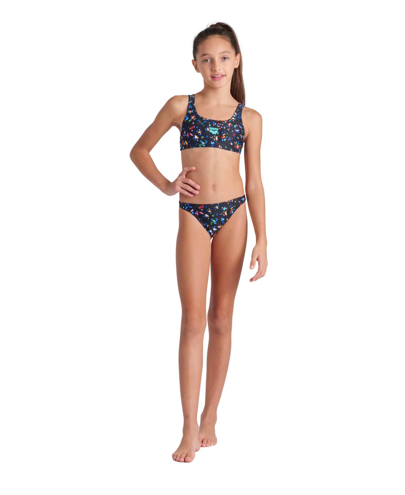 009088-550-GIRL'S ARENA CONFETTI SWIMSUIT TWO PIECES-003.48ae0708 BIKINI CONFETTI TWO PIECES ARENA Nero bambina