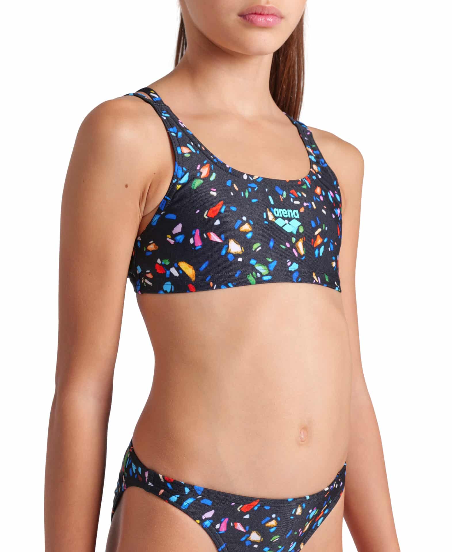 009088-550-GIRL'S ARENA CONFETTI SWIMSUIT TWO PIECES-004.882dbcd8 BIKINI CONFETTI TWO PIECES ARENA Nero bambina