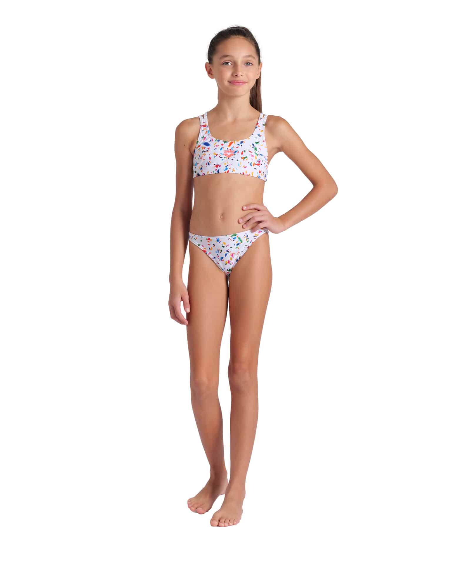 009088-750-GIRL'S ARENA CONFETTI SWIMSUIT TWO PIECES-003.046e65da BIKINI CONFETTI TWO PIECES ARENA Bianco bambina