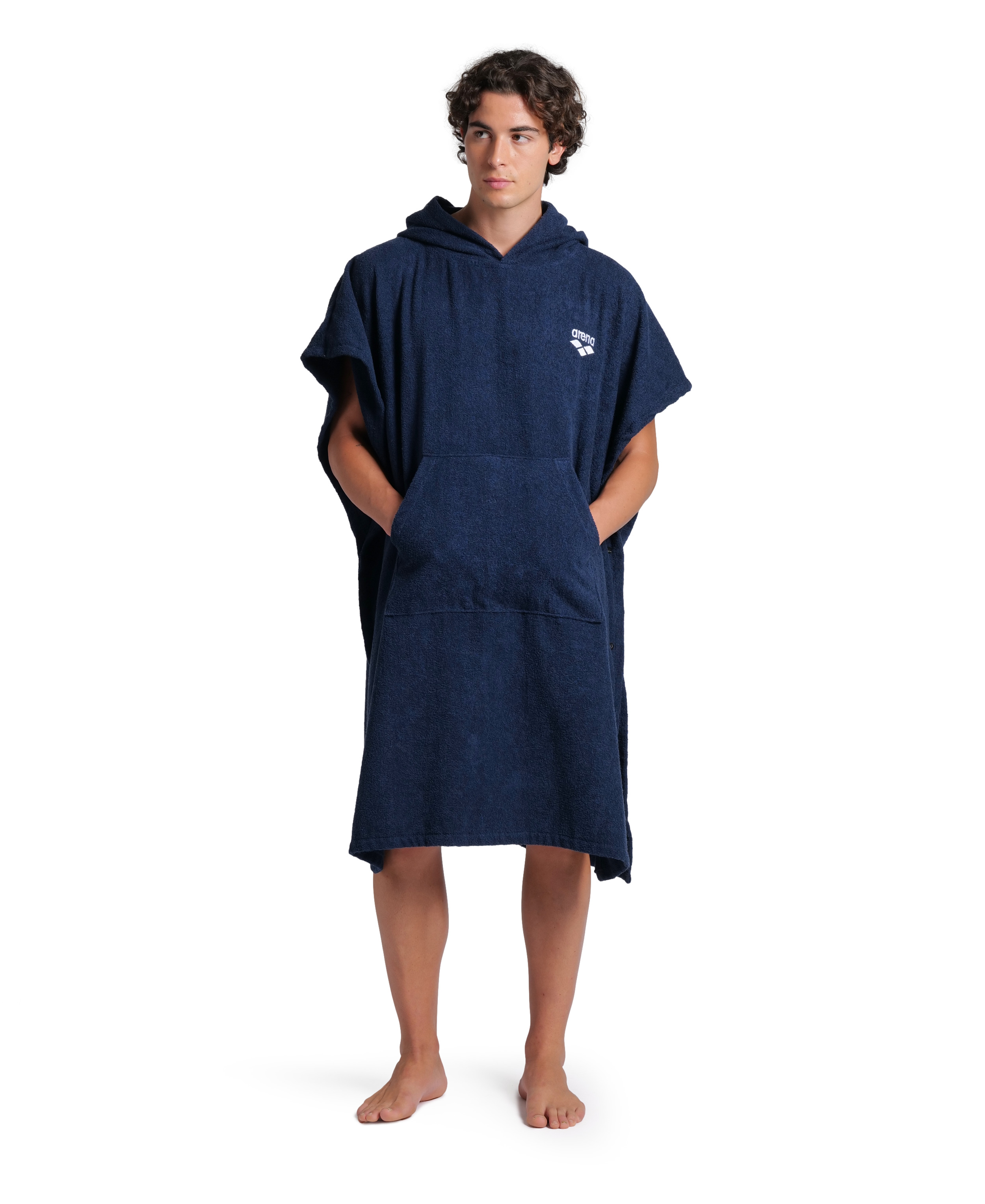 COTTON PONCHO ARENA Navy White