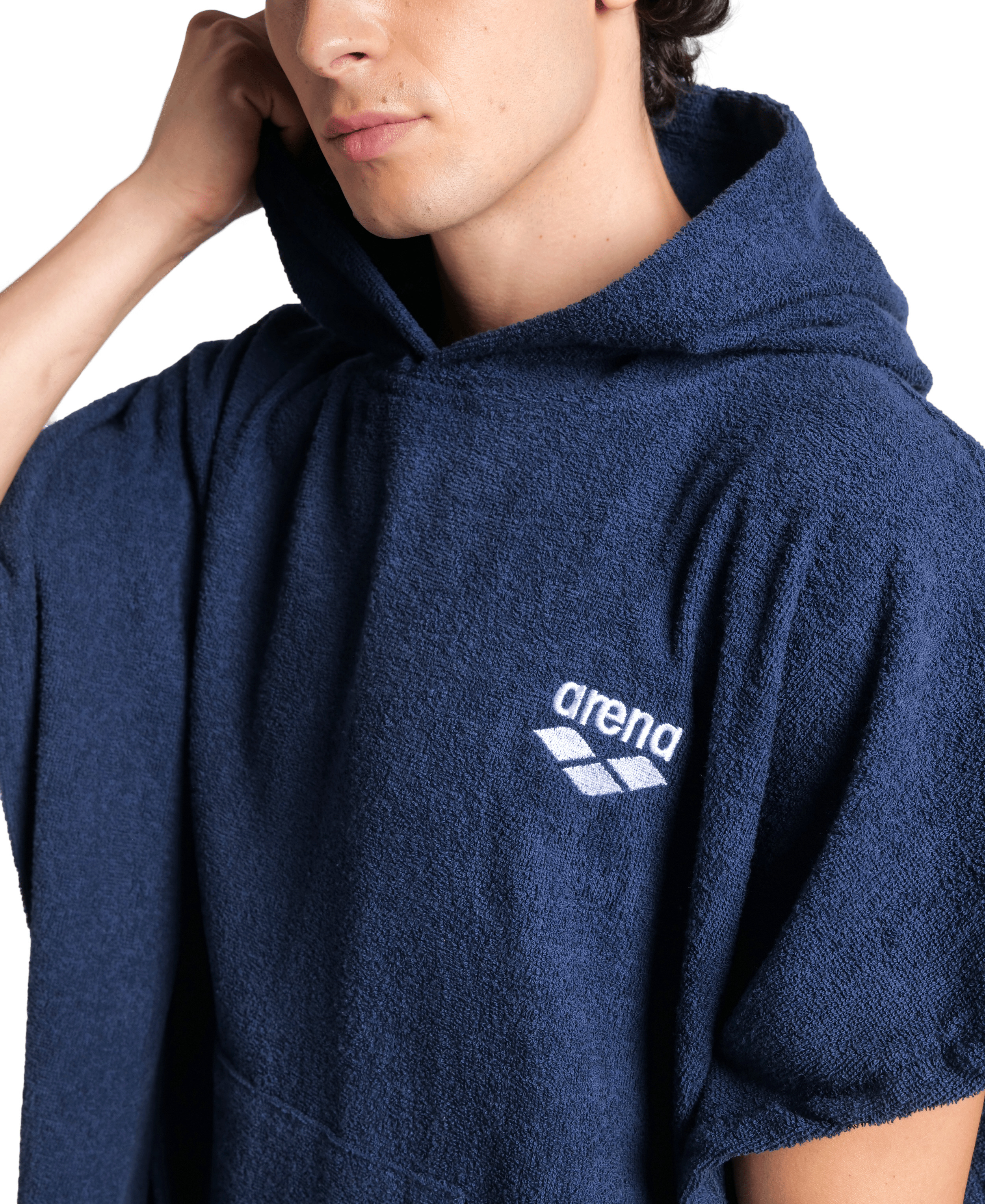 COTTON PONCHO ARENA Navy White