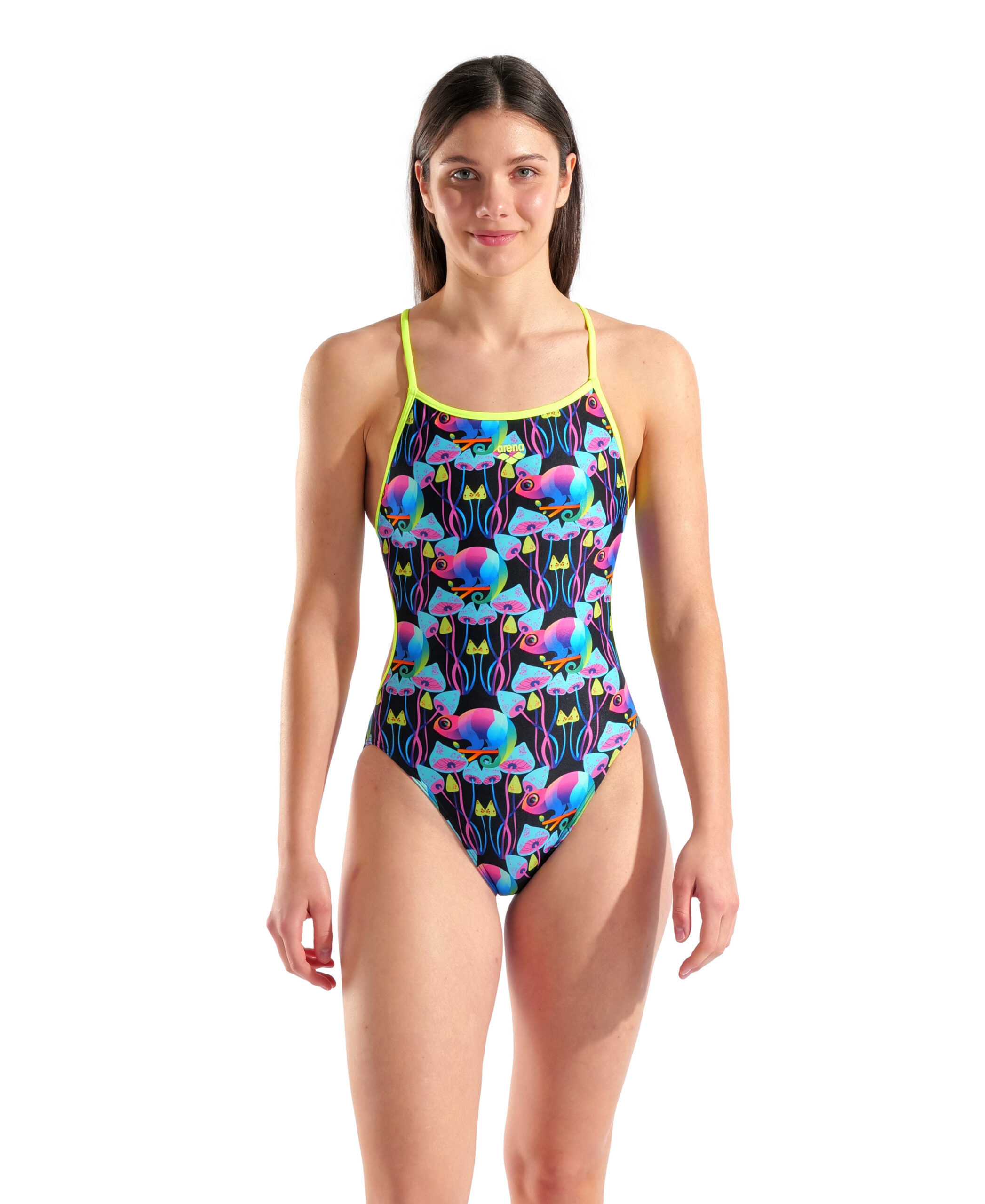 010209-560-WOMEN'S ARENA MULTI CHAMELEONS SWIMSUIT LACE BACK-001.b4e354e4 Costume donna CHAMELEONS ARENA Black Artic Lime