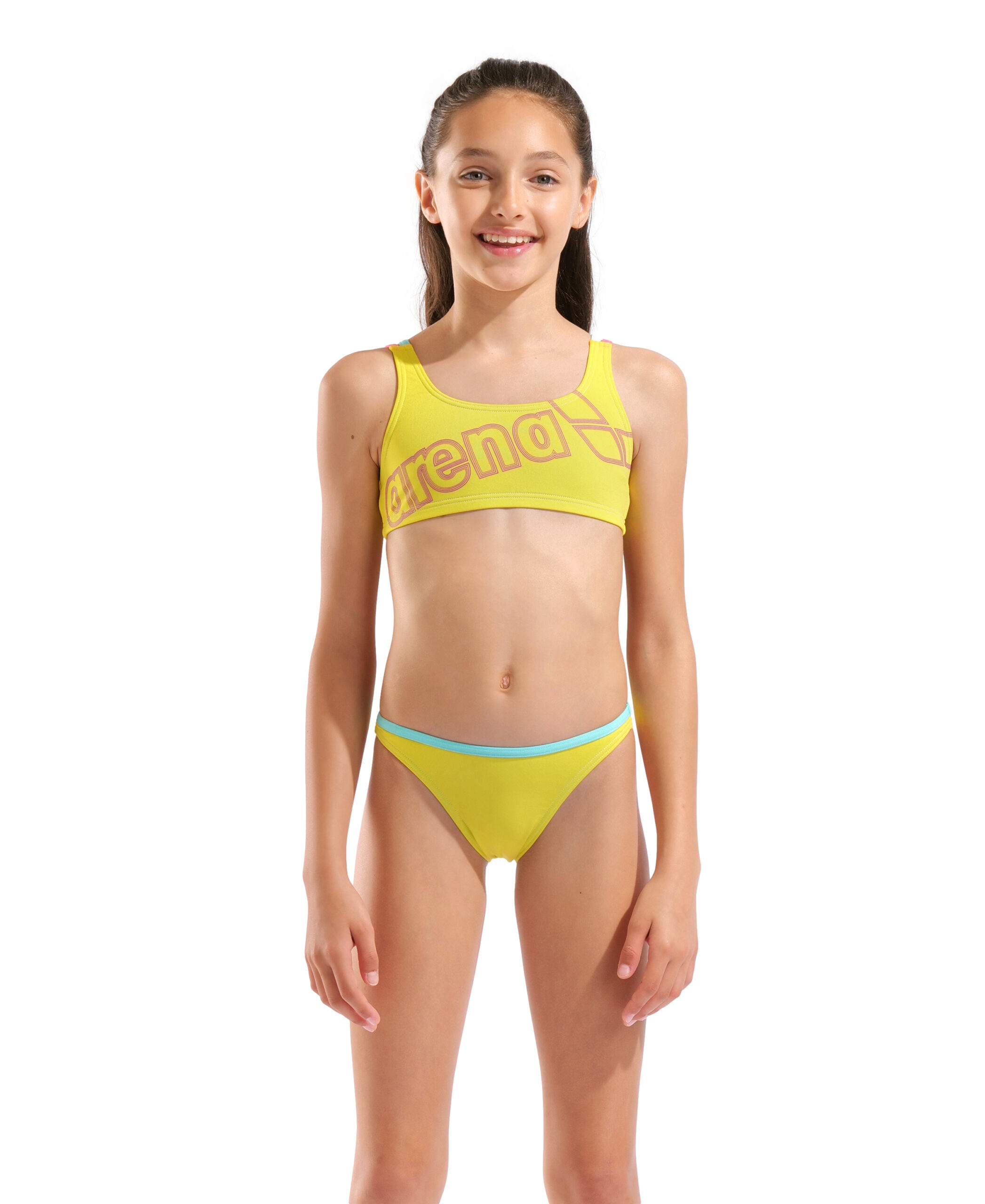 010415-380-GIRL'S ARENA LOGO SWIMSUIT TWO PIECES-001.56b1f91b BIKINI LOGO TWO PIECES ARENA bambina Yellow Star Water Shocking