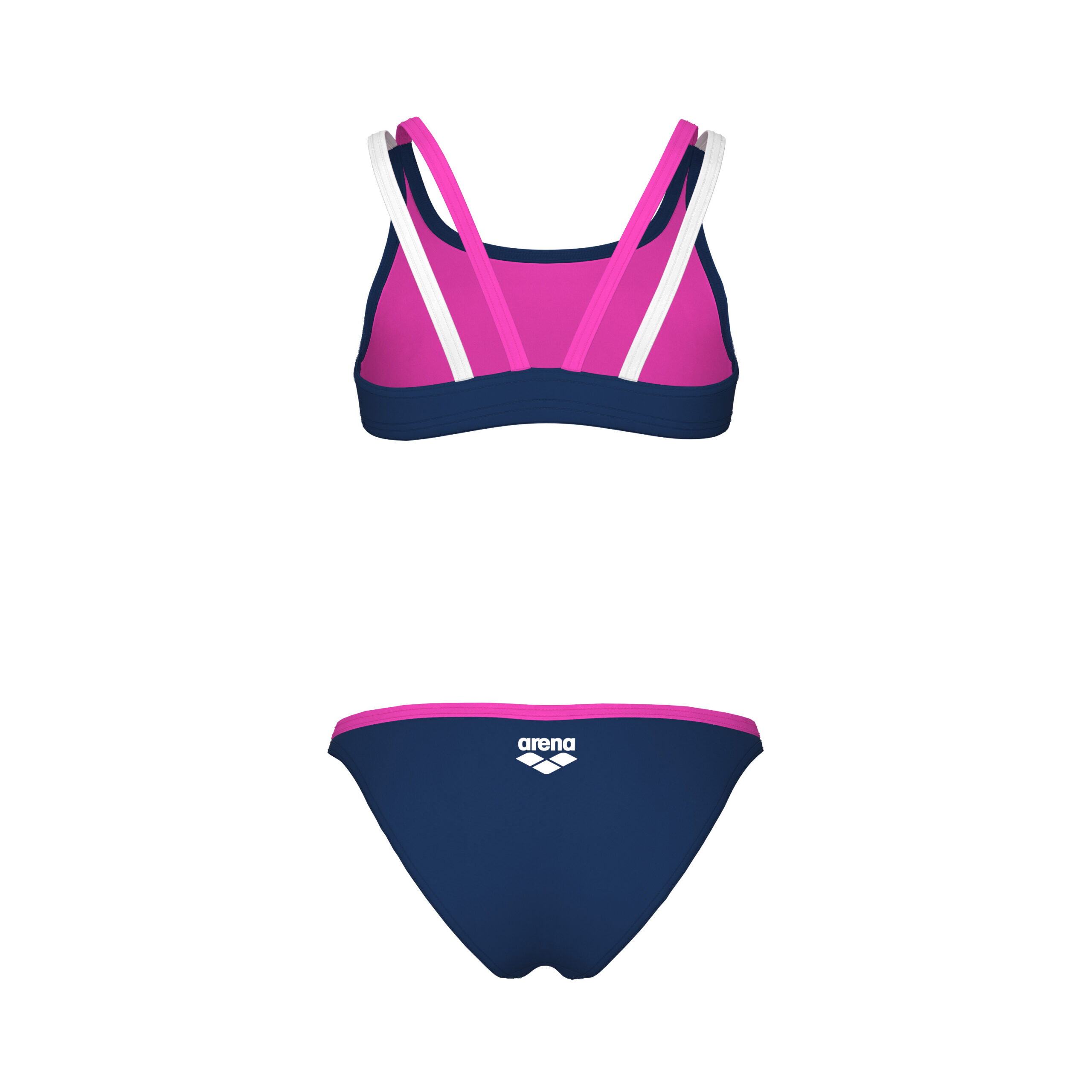 BIKINI LOGO TWO PIECES ARENA bambina Navy Shocking Pink White