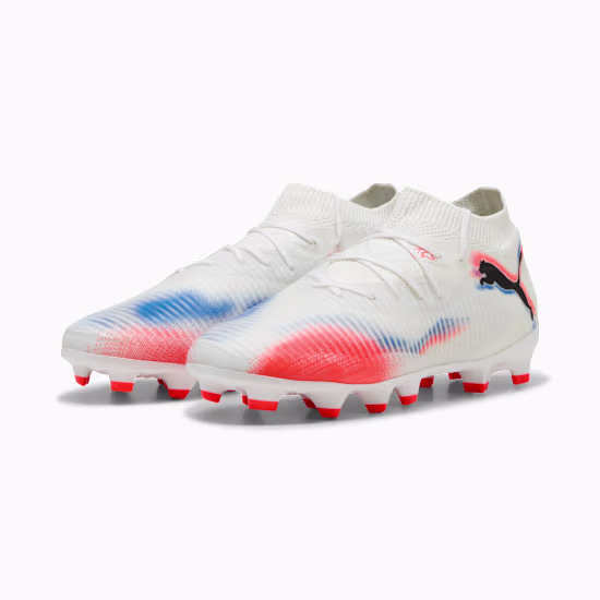 10861301 b Scarpa calcio FUTURE 8 PRO FG/AG White Glowing Red JUNIOR