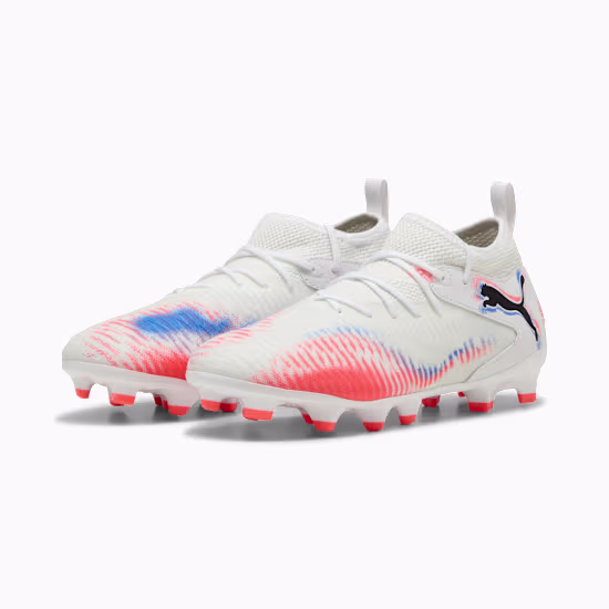 10861401 b Scarpa calcio FUTURE 8 MATCH FG/AG White Glowing Red JUNIOR