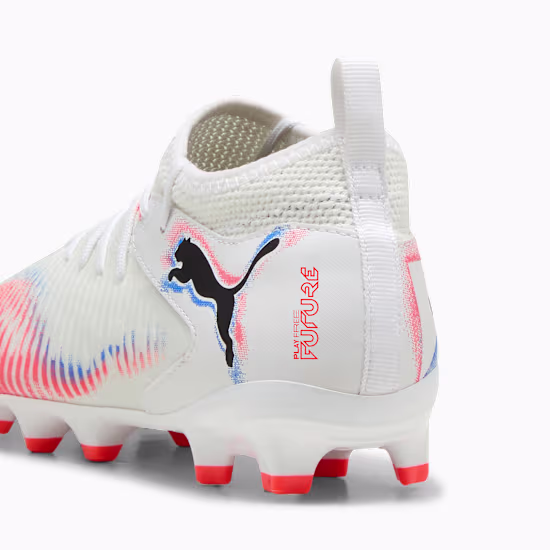 10861401 c Scarpa calcio FUTURE 8 MATCH FG/AG White Glowing Red JUNIOR