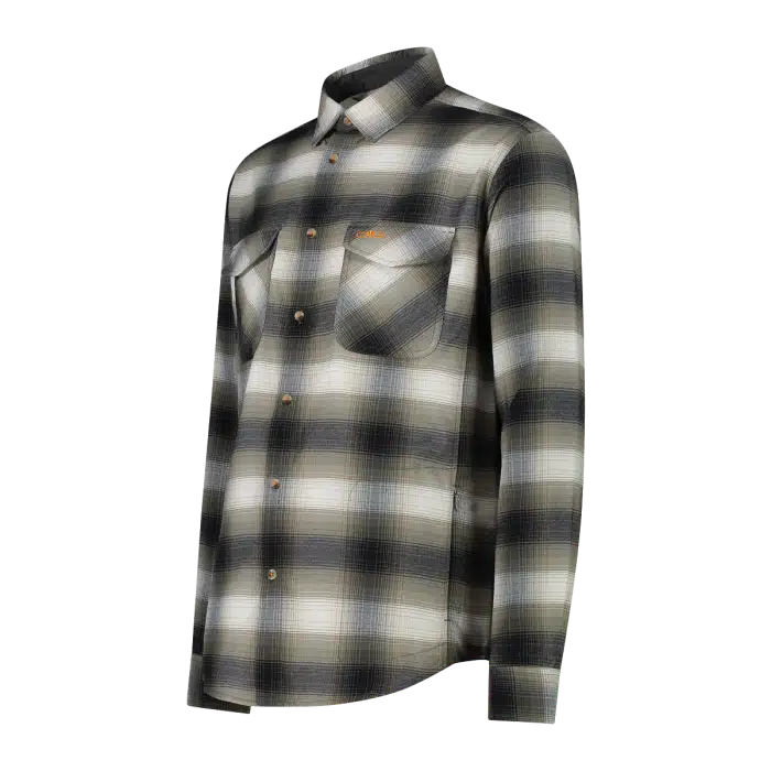 32T1757_44ES_C_FOT_ECO_2 Camicia uomo manica lunga a quadri CMP Olive