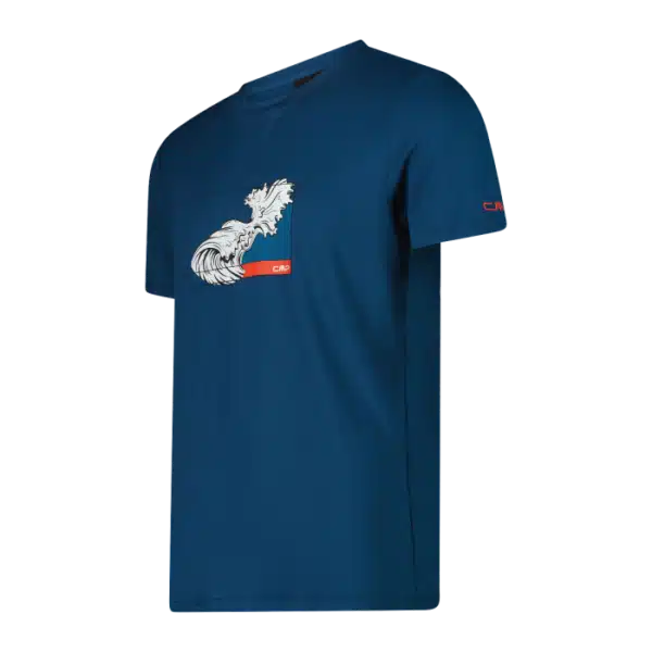 Maglietta Uomo CMP Pacific Ocean - Tasca Petto, Tessuto Antiodore, Quadri Blu, Manica Corta