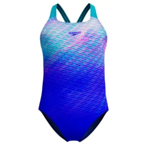 Costume bambina Print Powerback One Piece SPEEDO Blue Pink