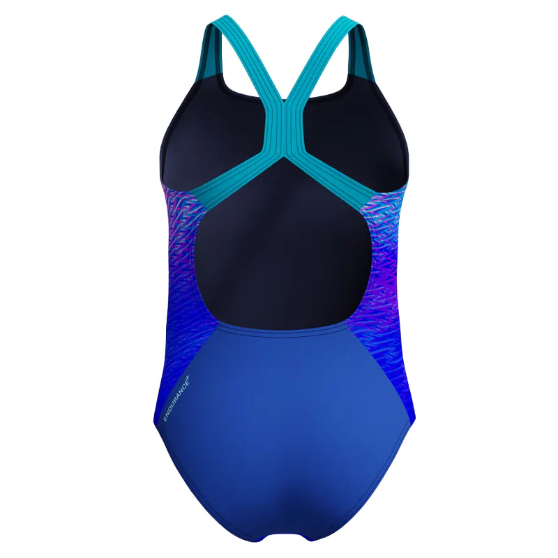 Costume bambina Print Powerback One Piece SPEEDO Blue Pink