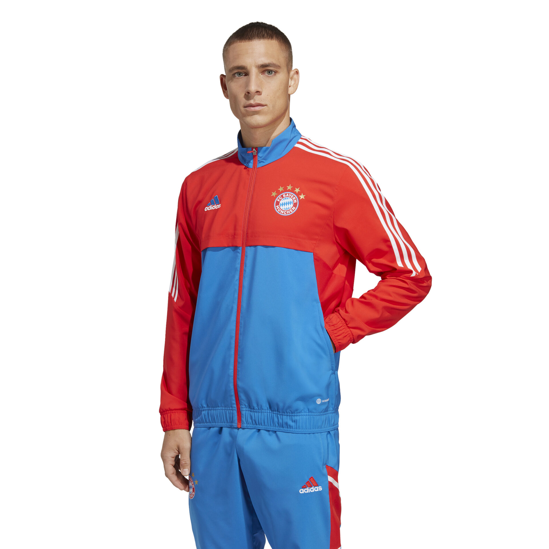 HU1274_3_APPAREL_On Model_Standard View_white Giacca rappresentanza Condivo 22 FC Bayern München