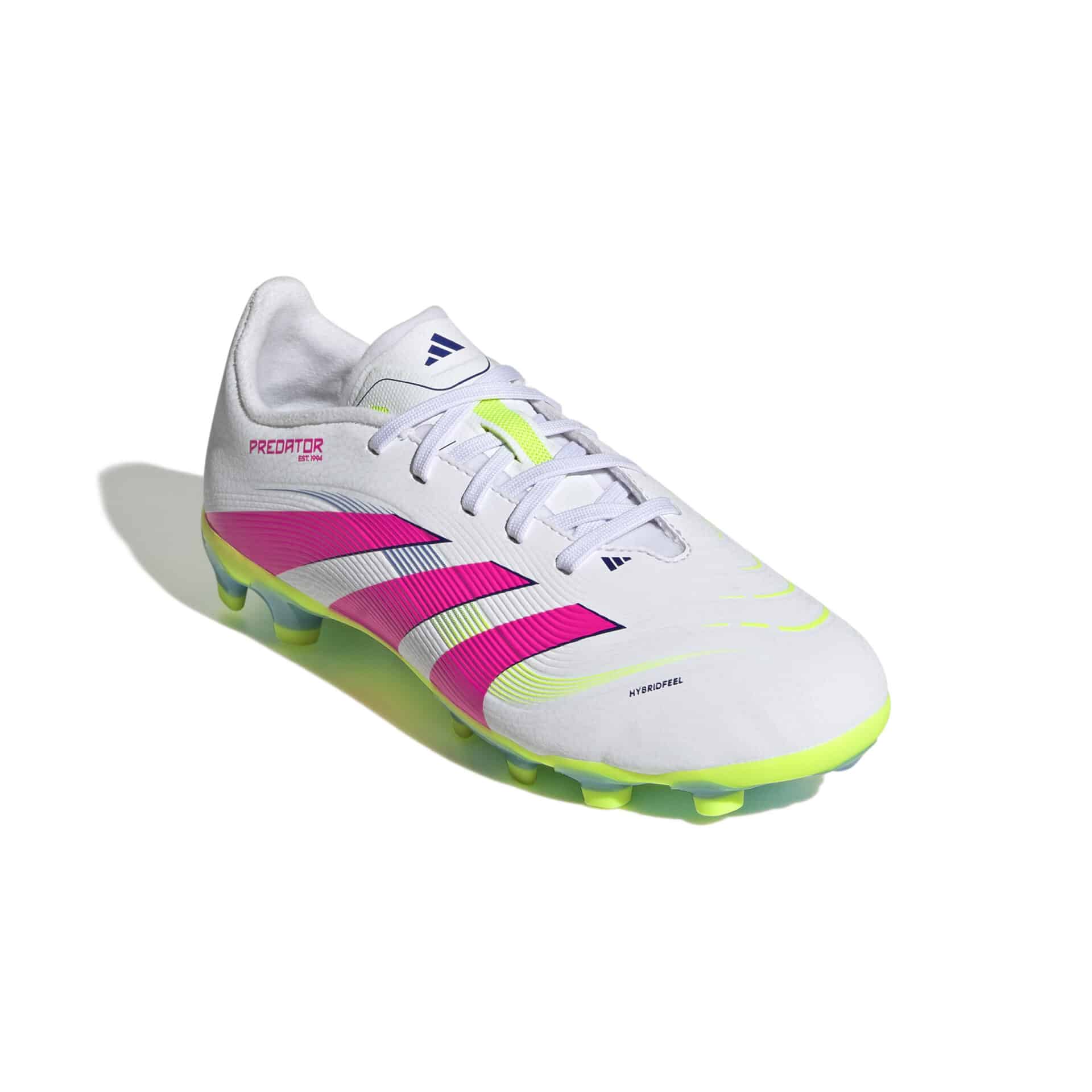 ID3794_5_FOOTWEAR_Photography_Front Lateral Top View_white Scarpe calcio ADIDAS PREDATOR LEAGUE MG White Pink Lemon Junior