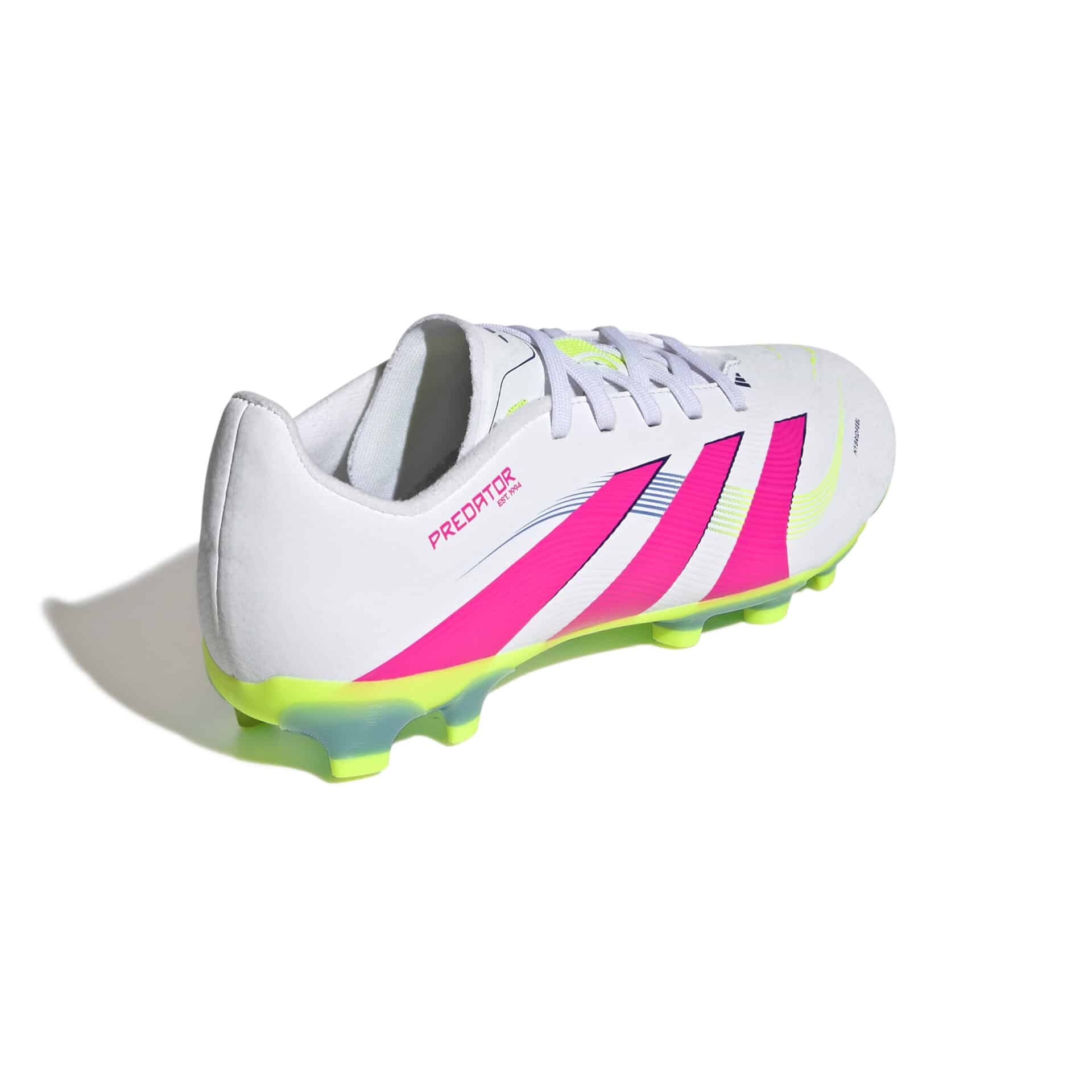 ID3794_6_FOOTWEAR_Photography_Back Lateral Top View_white Scarpe calcio ADIDAS PREDATOR LEAGUE MG White Pink Lemon Junior