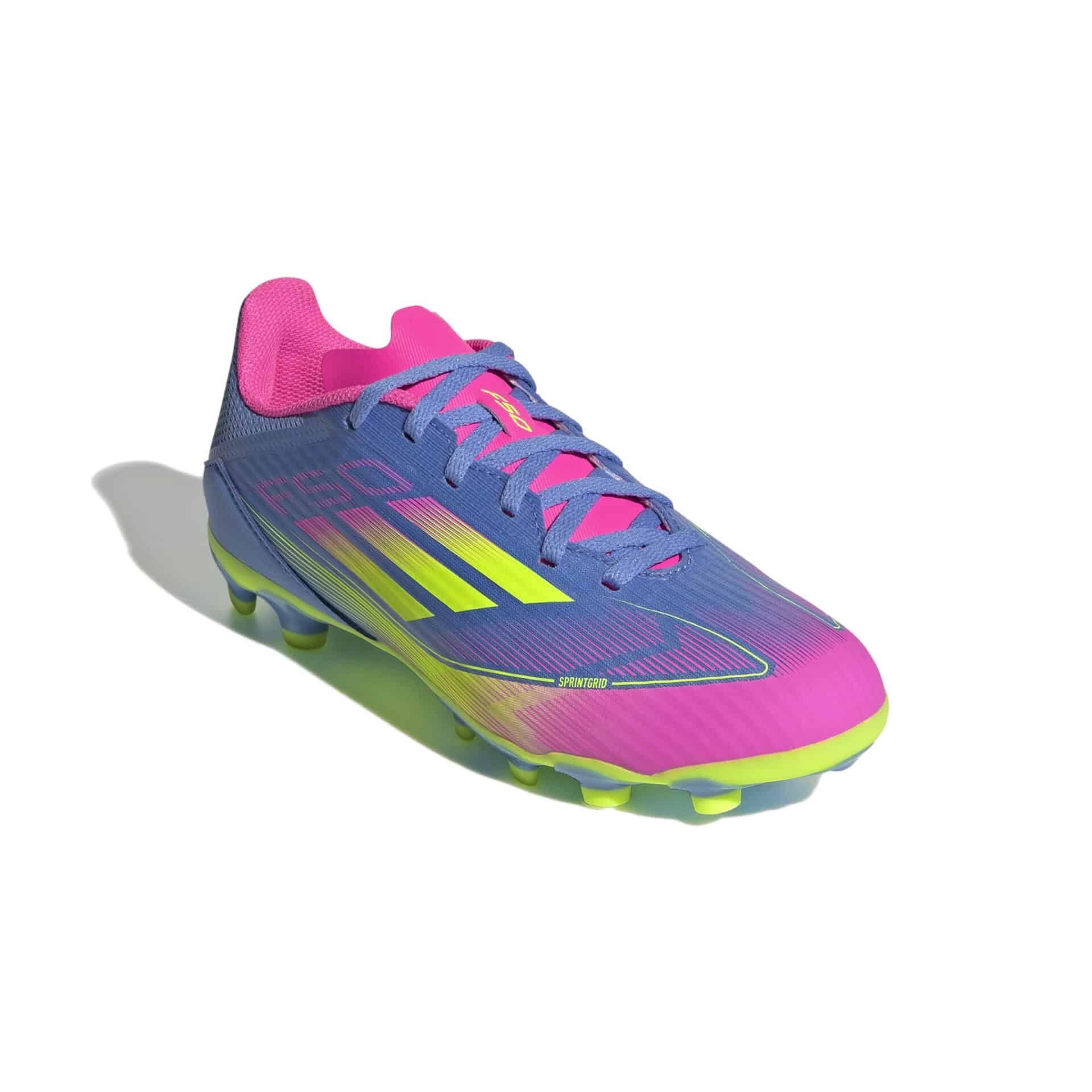 IE3751_5_FOOTWEAR_Photography_Front Lateral Top View_white Scarpe calcio ADIDAS F50 LEAGUE MG Blue Fusion Junior