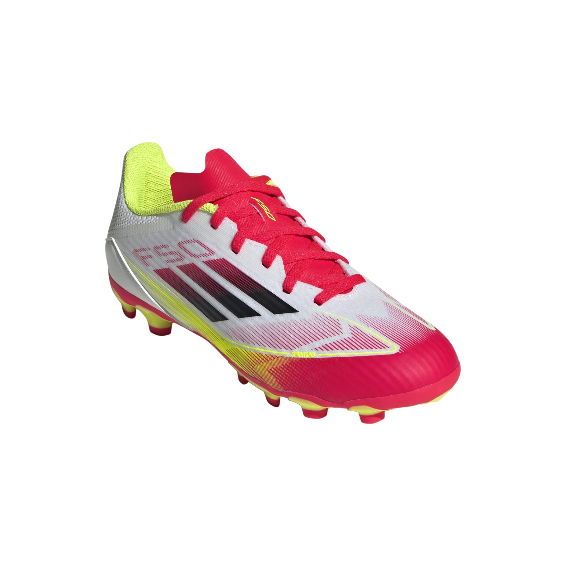 IE3752_5_FOOTWEAR_Photography_Front Lateral Top View_white Scarpe calcio ADIDAS F50 LEAGUE MG Junior