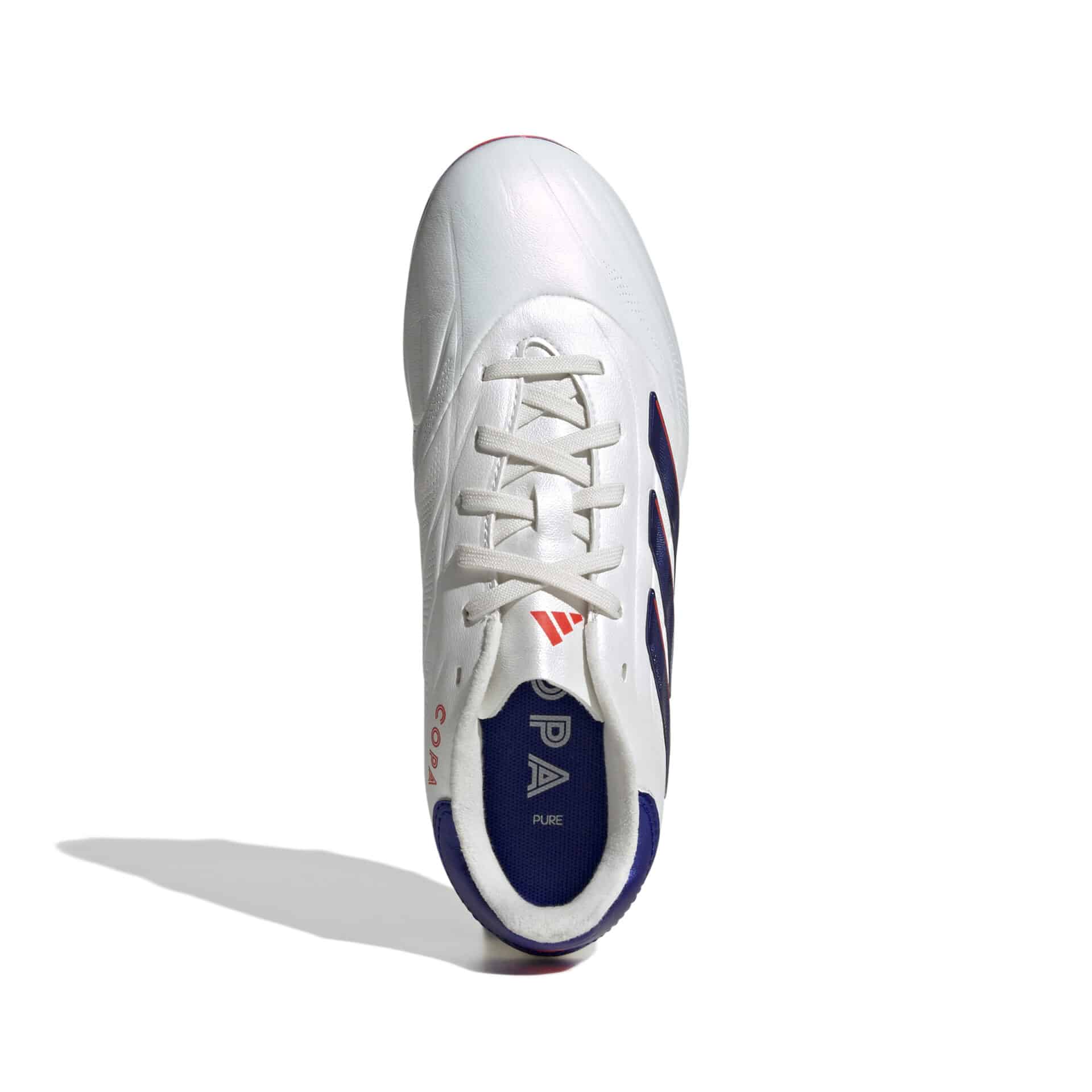IG6406_2_FOOTWEAR_Photography_Top Portrait View_white Scarpa calcio COPA PURE 2 ELITE FG Junior Bianco Blu