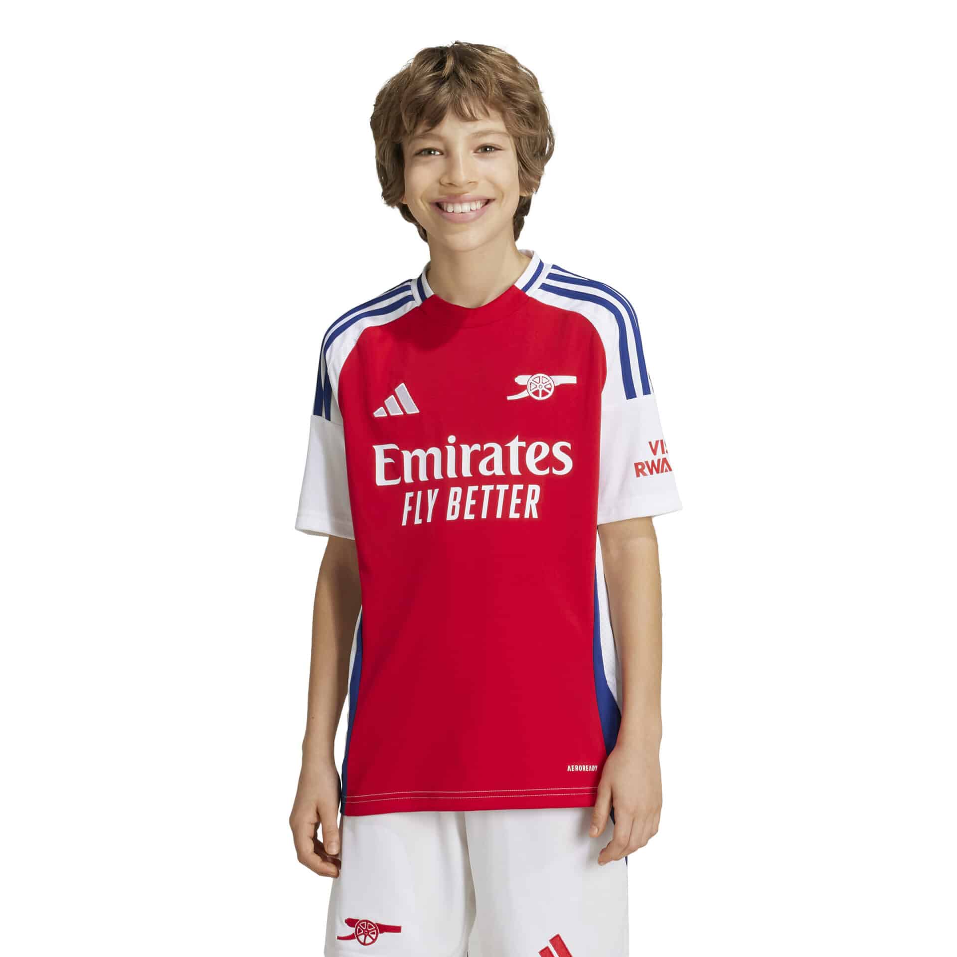 IS8141_4_APPAREL_On Model_Standard View_white Maglia Junior Home ARSENAL FC 24/25