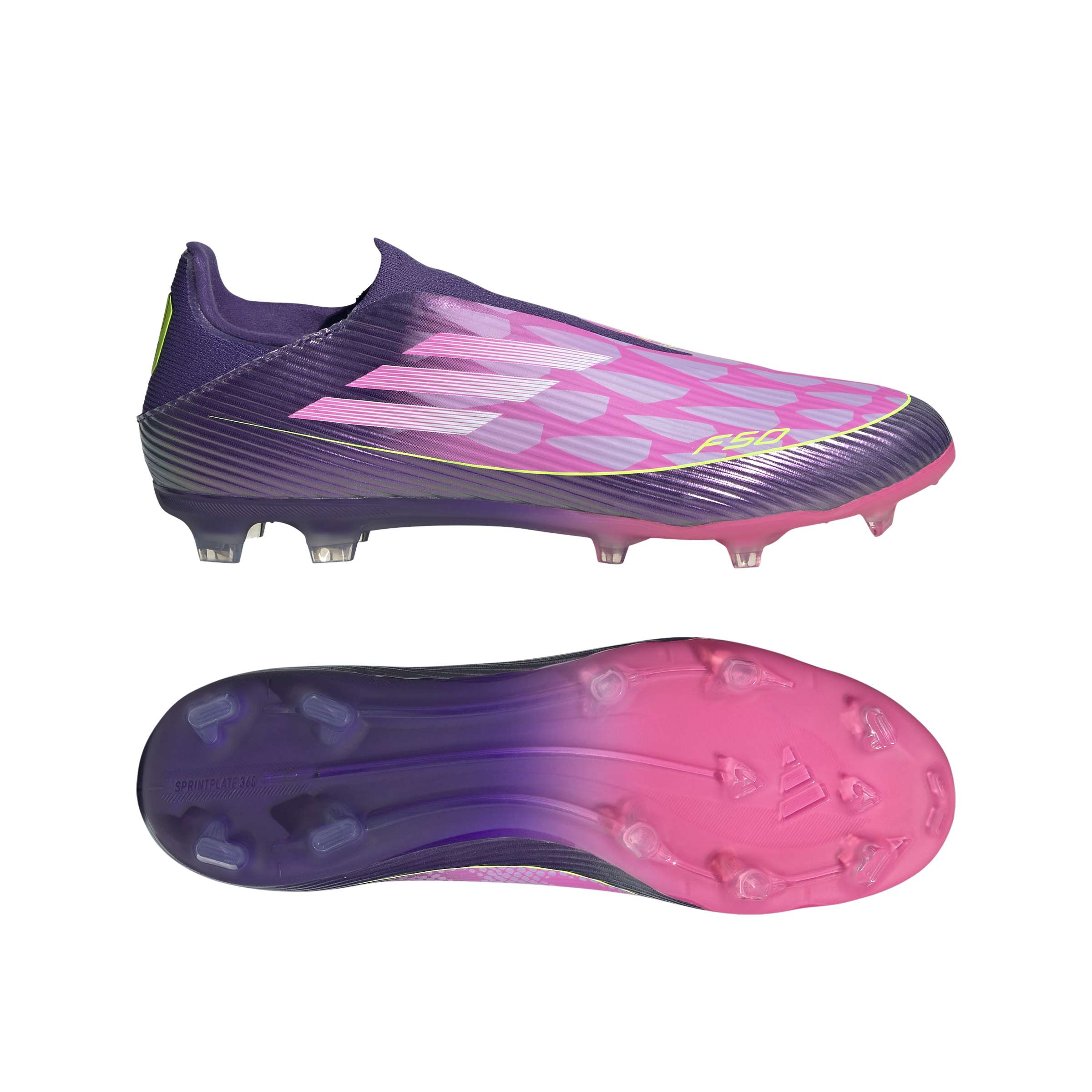 JQ9730_11_FOOTWEAR_Photography_Side Lateral Bottom View_white Scarpe calcio ADIDAS F50 LEAGUE LL FG LAMINE JAMAL