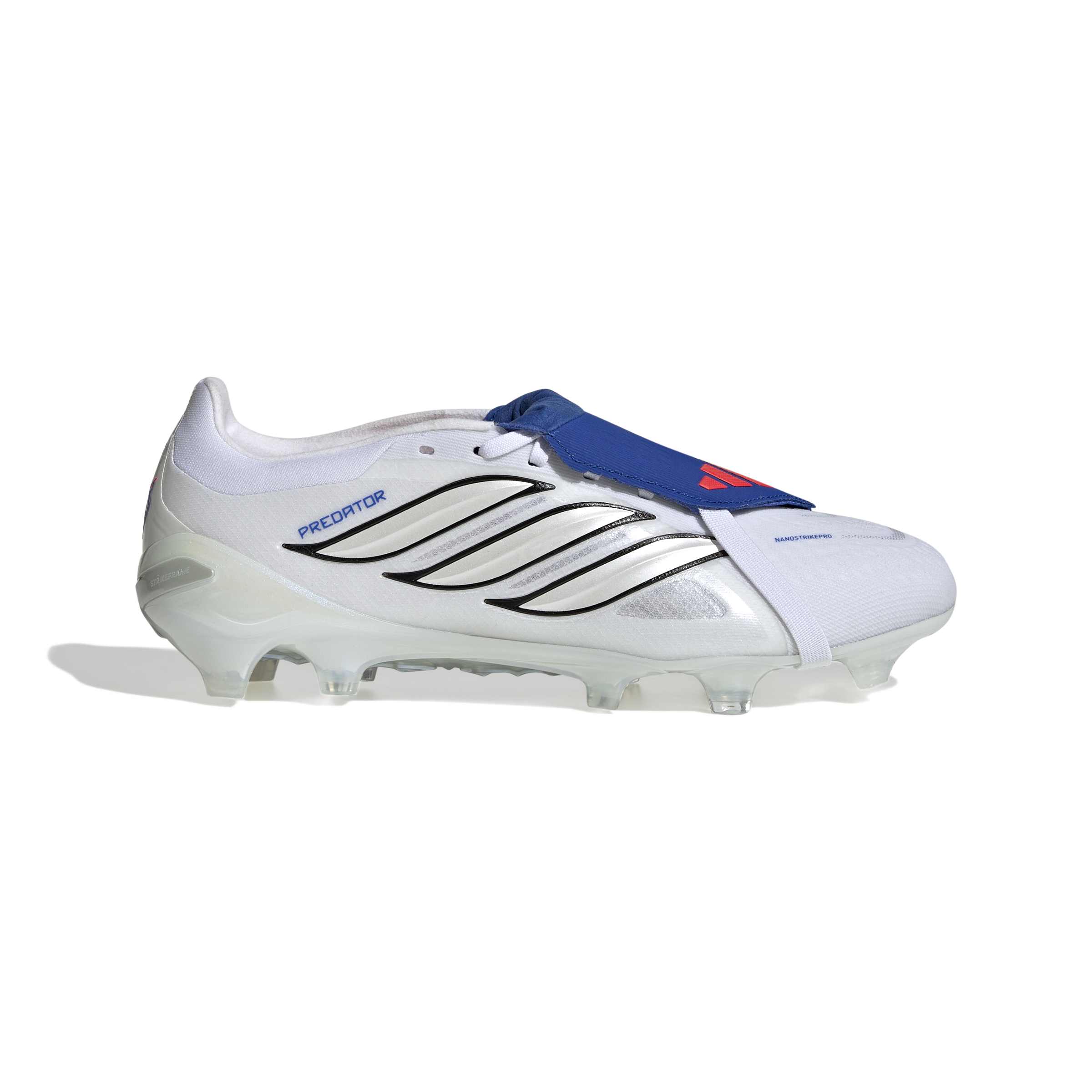 JR3322_1_FOOTWEAR_Photography_Side Lateral Center View_white Scarpe calcio ADIDAS PREDATOR PRO FT FG Bianco Blu