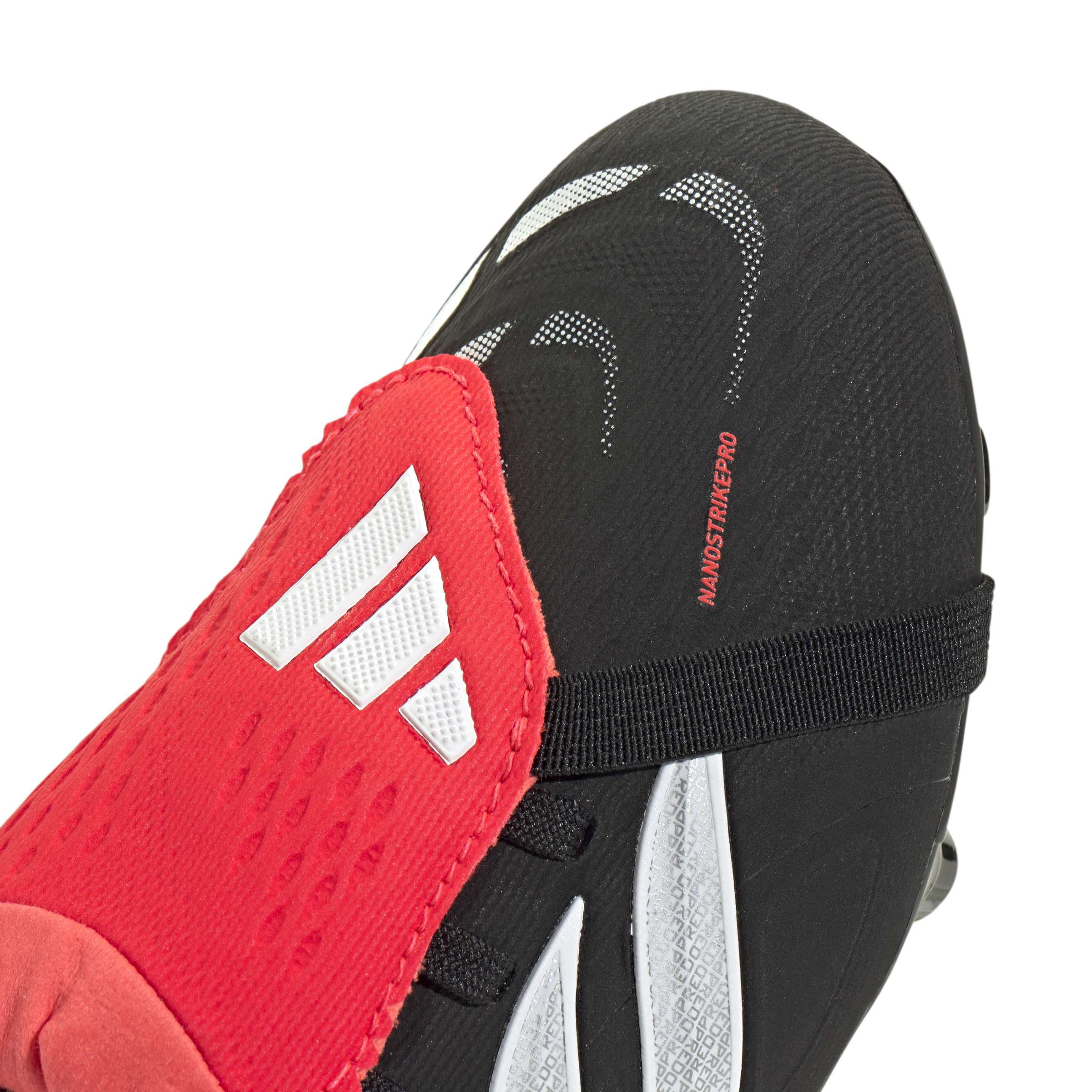 JR3332_7_FOOTWEAR_Photography_Detail View 1_white Scarpe calcio ADIDAS PREDATOR ELITE FT FG Junior Black White Lucid Red