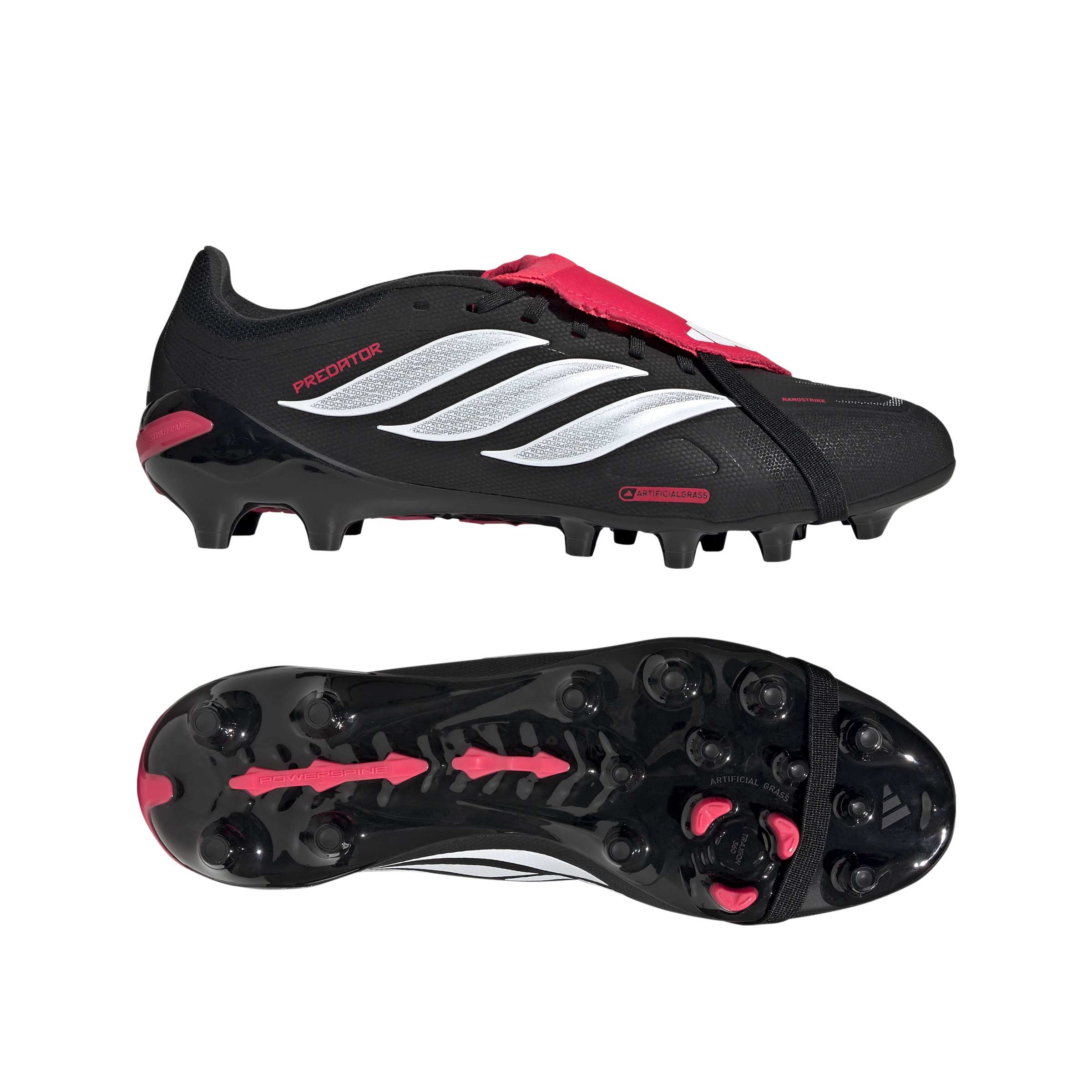 JR7900_11_FOOTWEAR_Photography_Side Lateral Bottom View_white Scarpe calcio ADIDAS PREDATOR League FT AG Black White Lucid Red