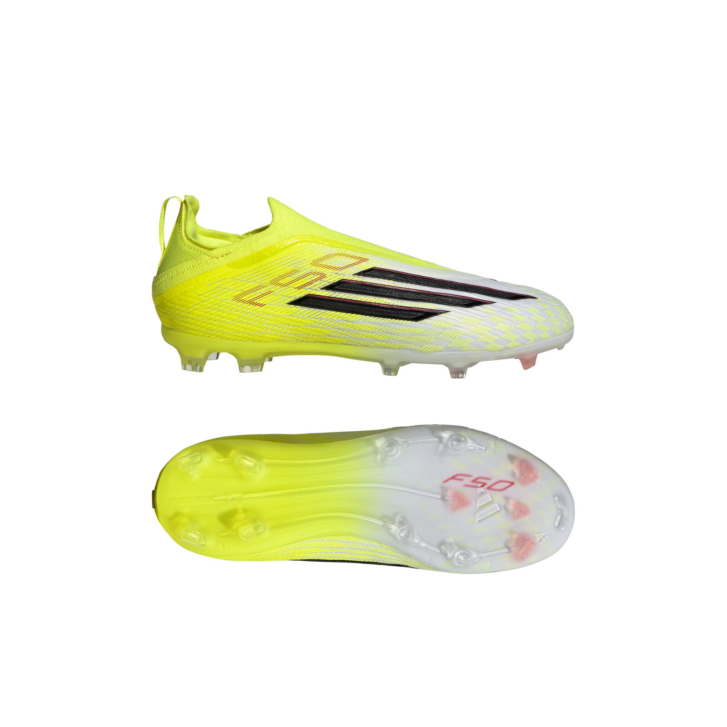 JR8961_11_FOOTWEAR_Photography_Side Lateral Bottom View_white Scarpe calcio ADIDAS F50 ELITE LL FG Junior Yellow