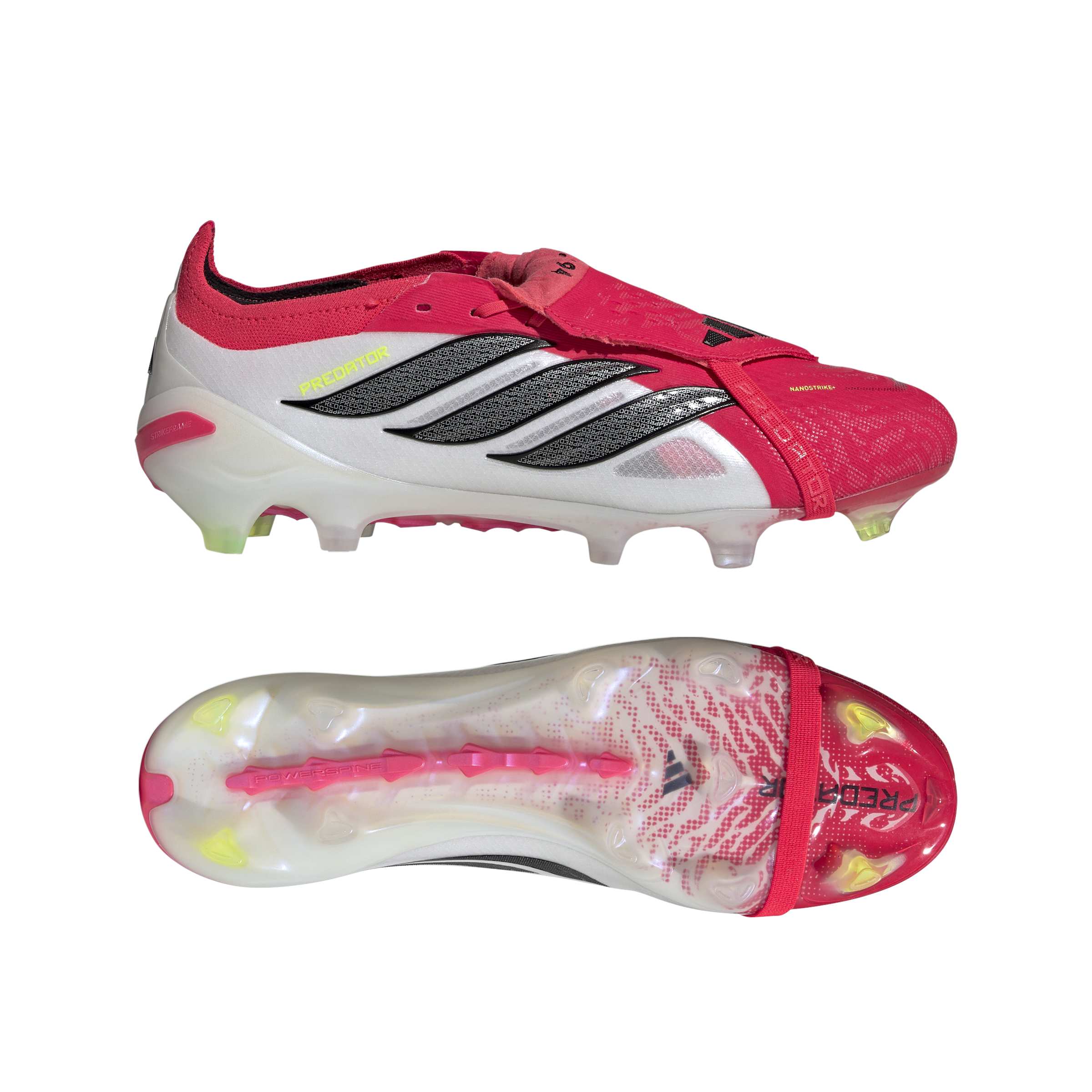 JS0380_11_FOOTWEAR_Photography_Side Lateral Bottom View_white Scarpe calcio ADIDAS PREDATOR ELITE FT FG Lucid Red White Black