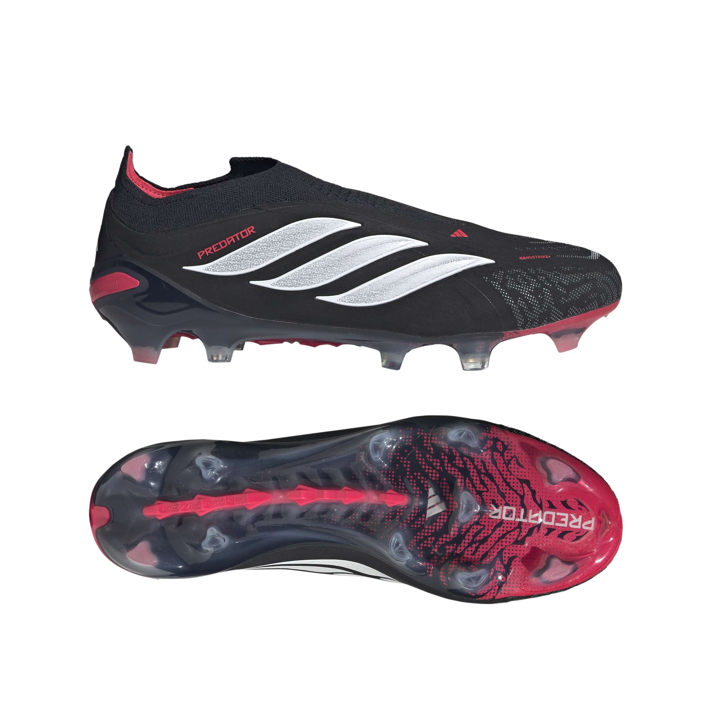 JS0408_11_FOOTWEAR_Photography_Side Lateral Bottom View_white Scarpe calcio ADIDAS PREDATOR ELITE LL FG Black White Lucid Red