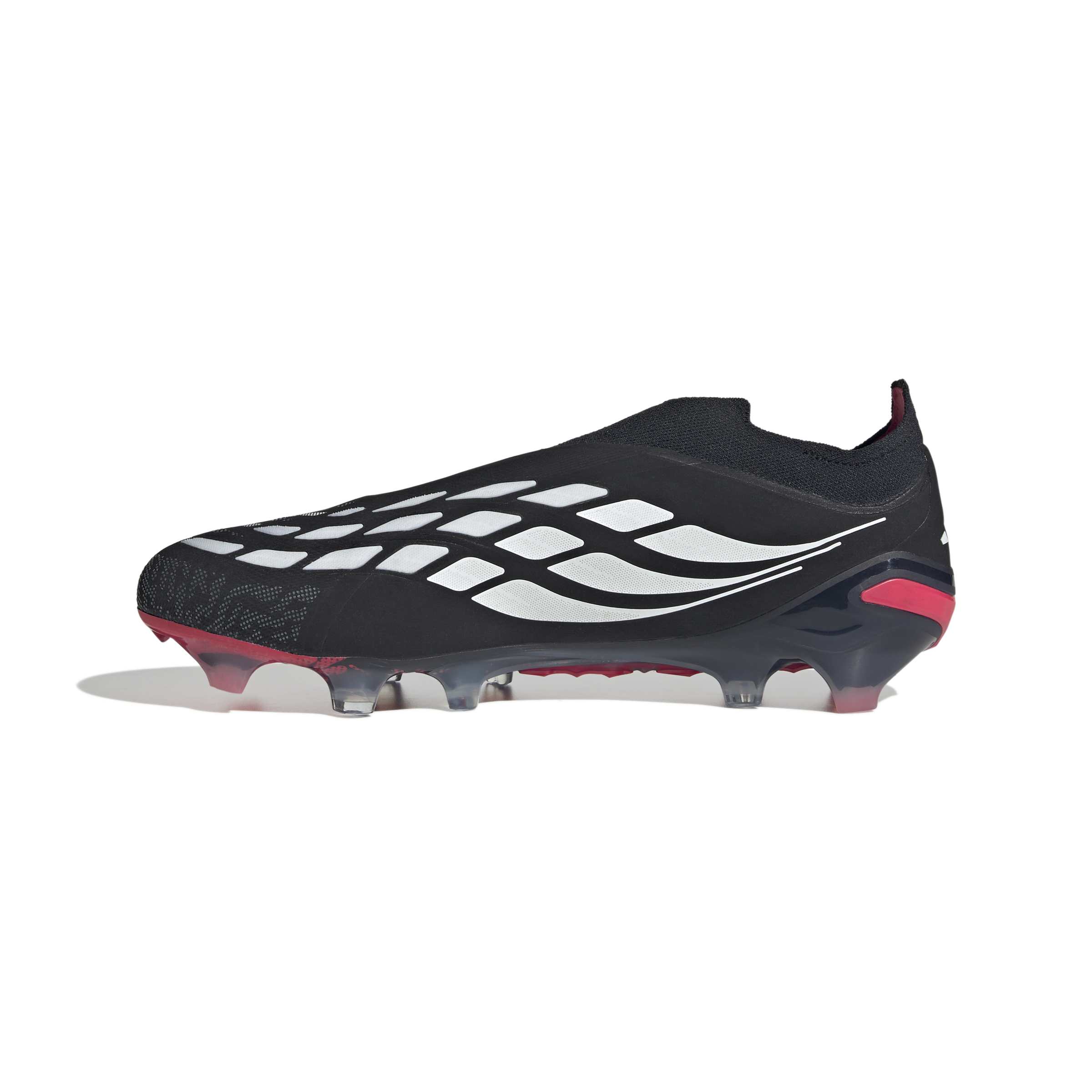 JS0408_4_FOOTWEAR_Photography_Side Medial Center View_white Scarpe calcio ADIDAS PREDATOR ELITE LL FG Black White Lucid Red