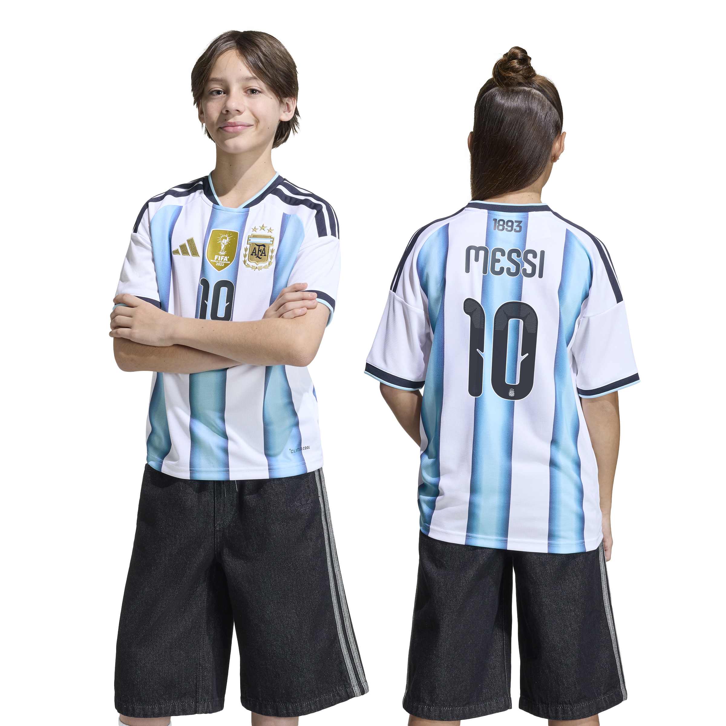 KA8115_8_APPAREL_On Model_Standard Unisex Back View_white ADIDAS Maglia Home 26 MESSI ARGENTINA Junior