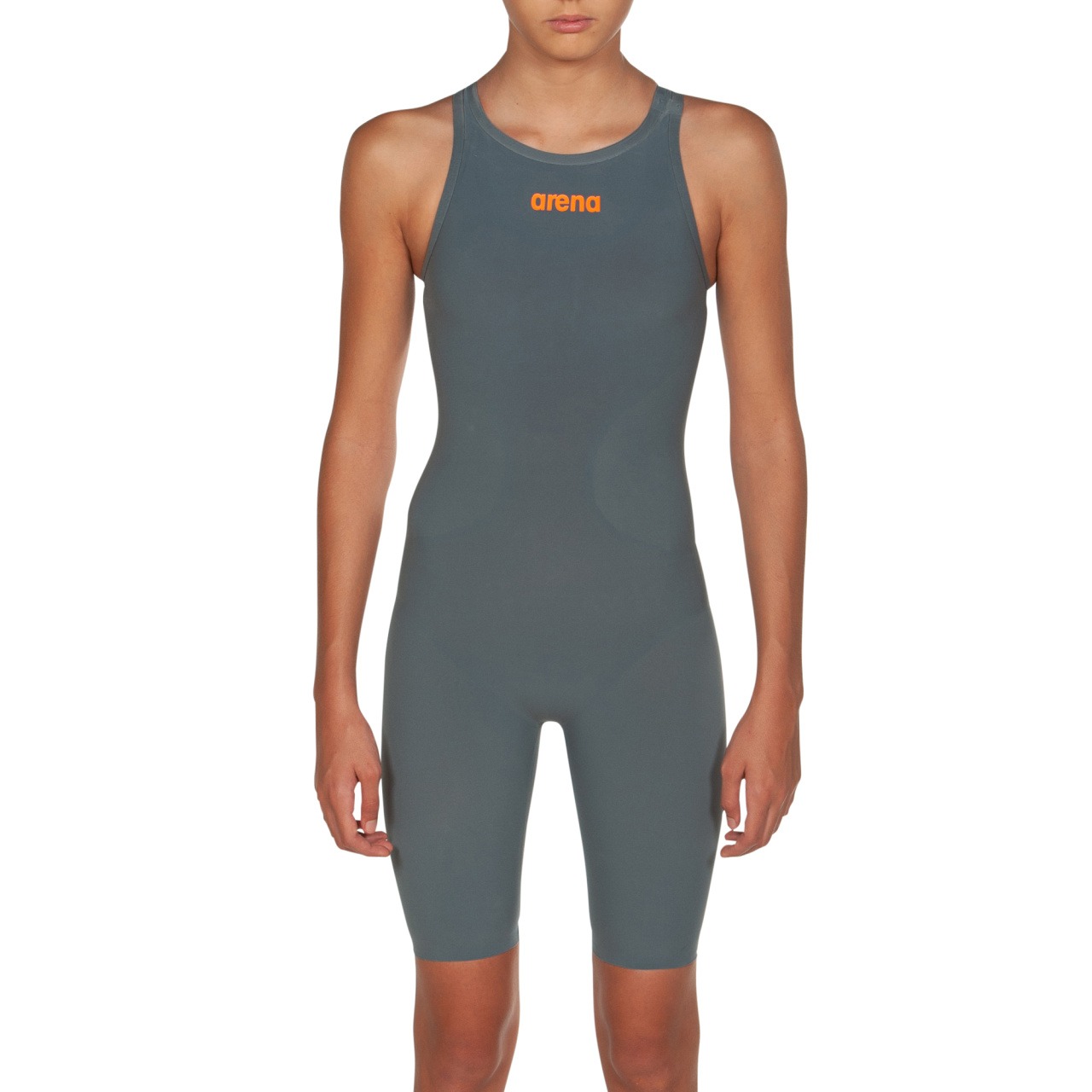 001775-141-G PWSKIN REVO ONE JR-005-F-O.jpg costume competizione bambina arena r-evo one grigio vestibilità posteriore aperta