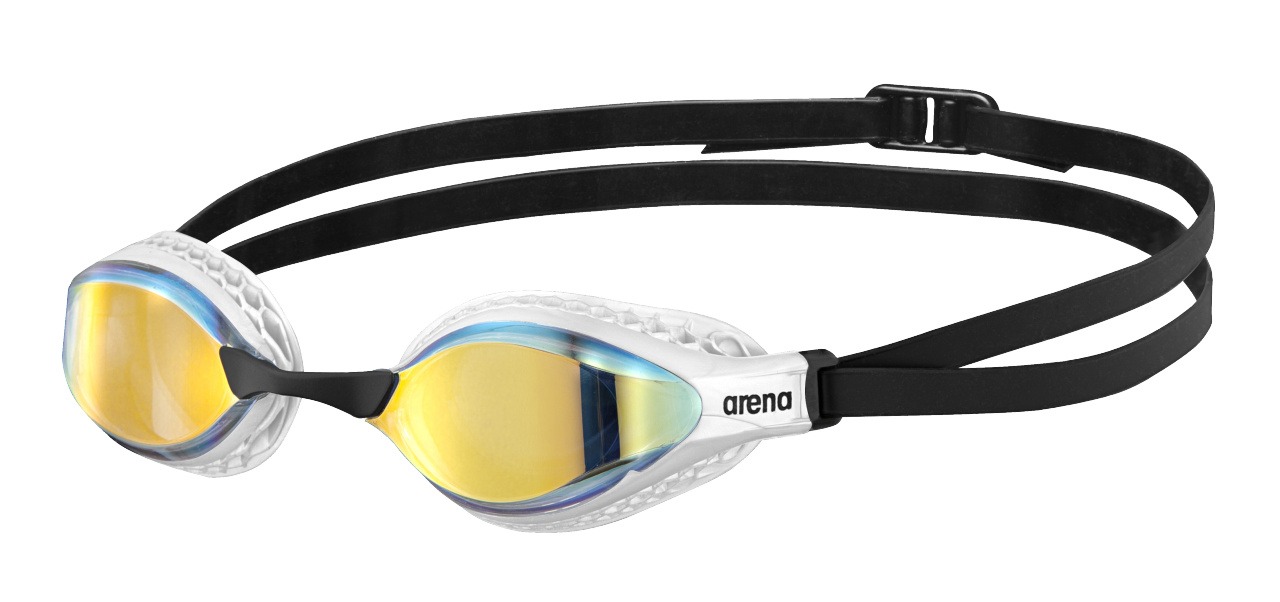 ARENA 003151 AIR-SPEED MIRROR 202 YELLOW-WHITE occhialini Air Speed Mirror di Arena modello, pensato per il nuoto competitivo, ha delle speciali guarnizioni con struttura a nido d'ape, che aderiscono perfettamente alla forma del tuo viso studiate per ridurre la pressione intorno agli occhi