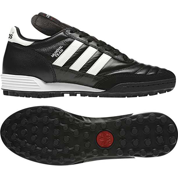 Scarpa da calcetto Mundial Team di Adidas tomaia in suede e pelle fodera in materiale sintetico Intersuola sagomata in EVA La suola in gomma TF