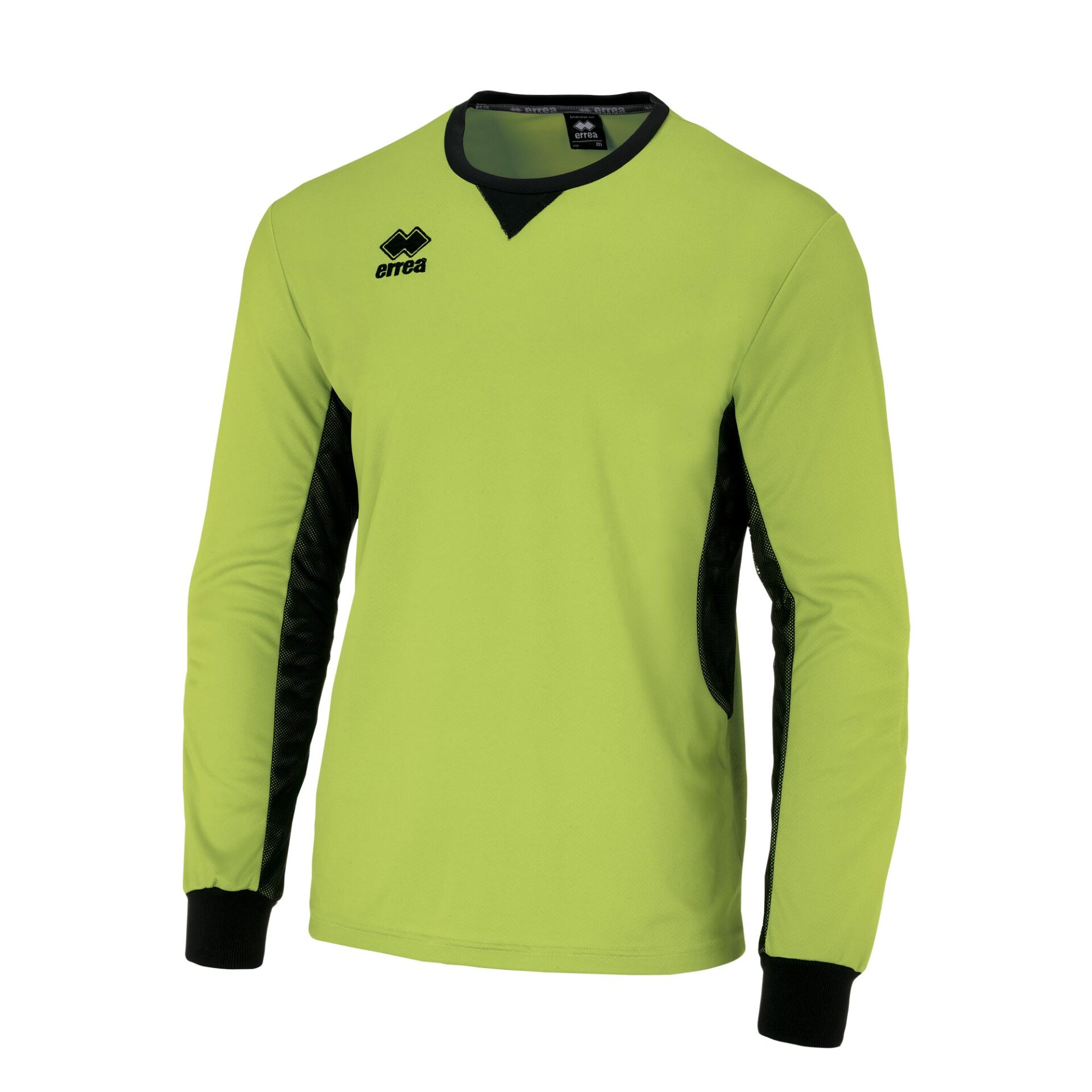 ERREA_ SIMON MAGLIA PORTIERE FM470L59120 Maglia portiere manica a giro con imbottitura e polsino smacchinato. Collo a giro con parasudore interno elastico. Inserto laterale con doppio tessuto Mesh + Mundial. Vestibilità normale.