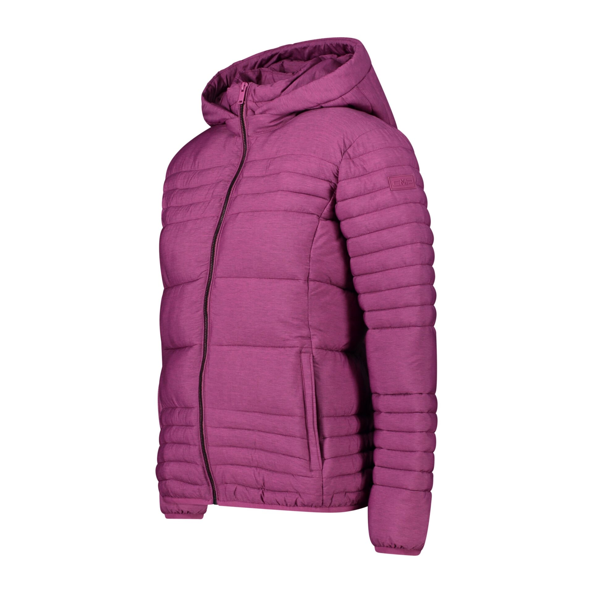 Piumino donna melange con imbottitura riciclata Du Pont Sorona CMP AMARANTO MELANGE PROFILO