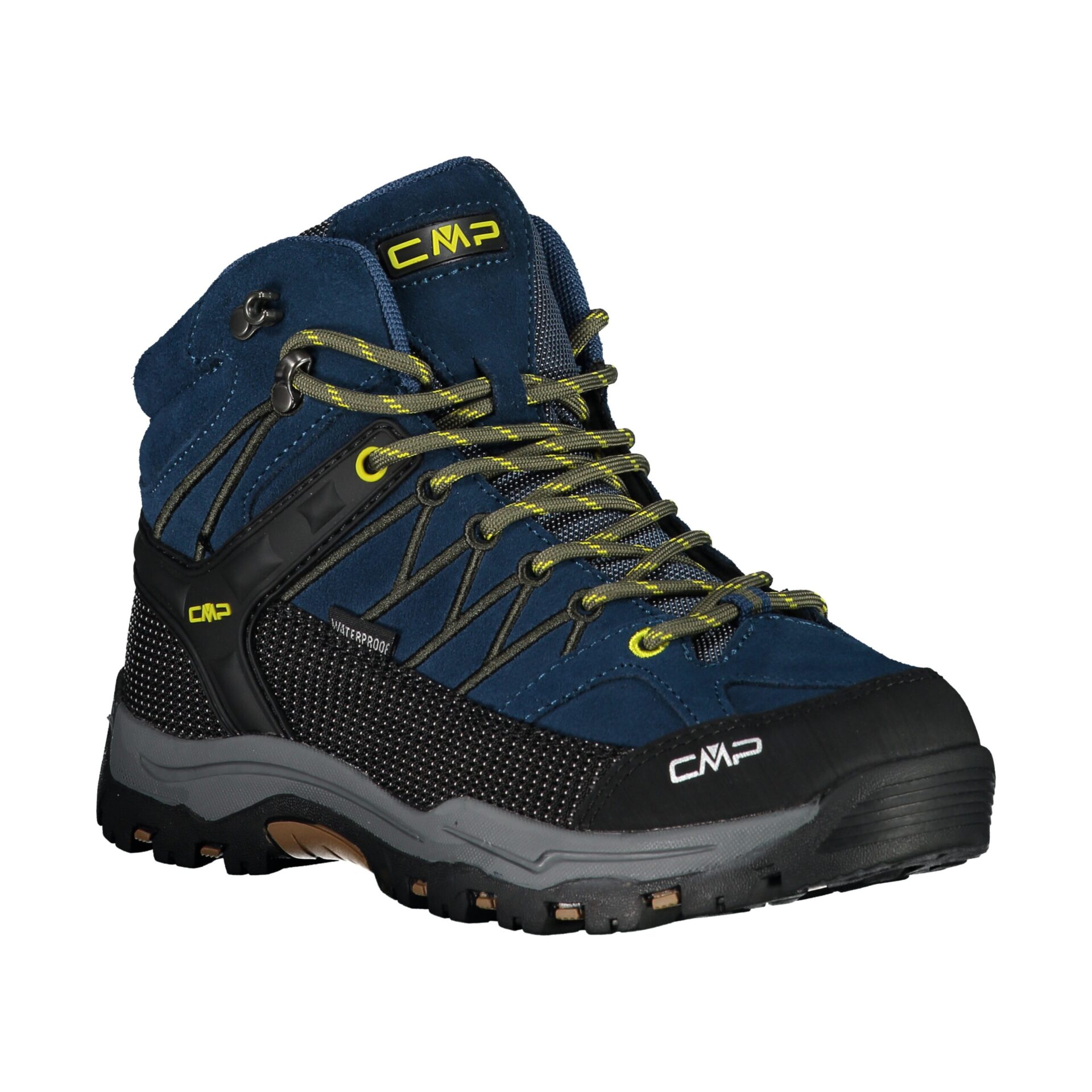 3Q12944J_10MF_F SCARPA TRAIL BAMBINO RIGEL MID WATERPROOF CMP BLU-YELLOW DAVANTI
