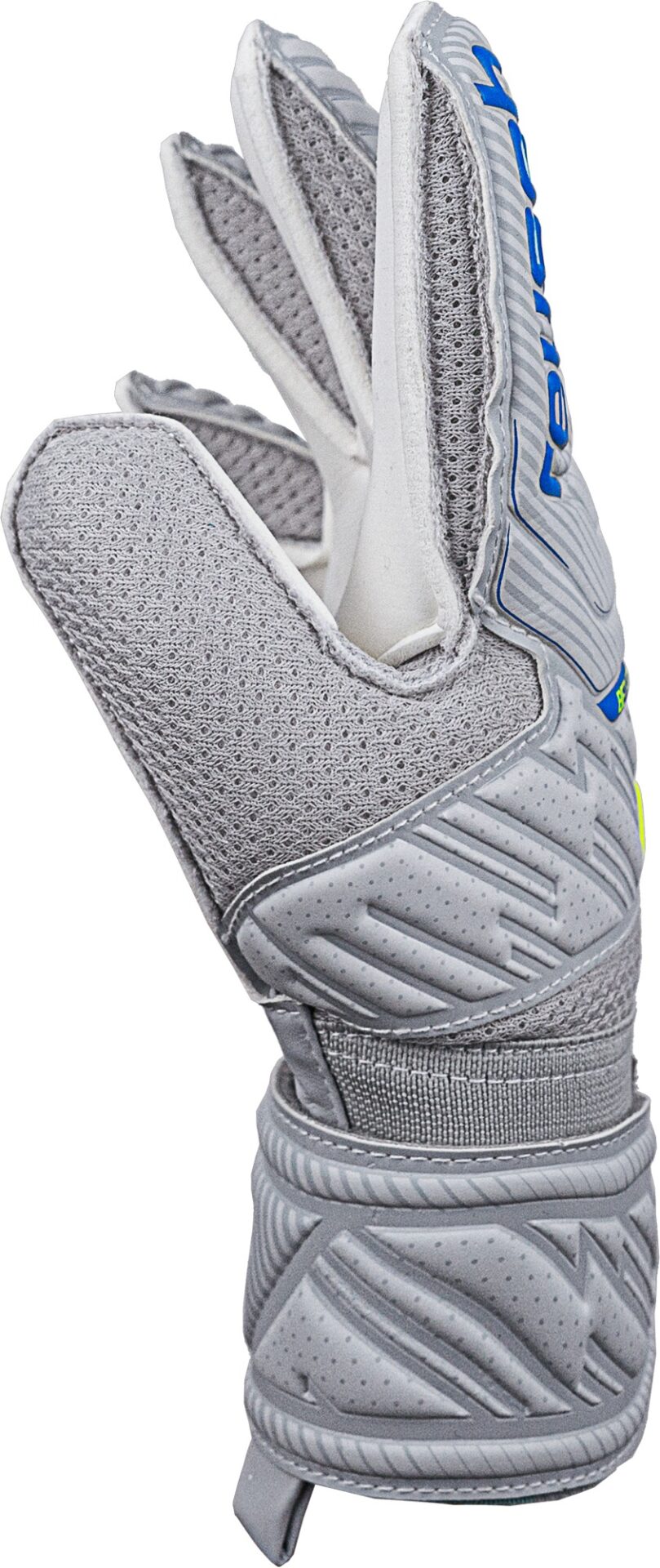 GUANTO PORTIERE ATTRAKT GRIP REUSCH BAMBINO profilo COLORE: Gray/safety yello