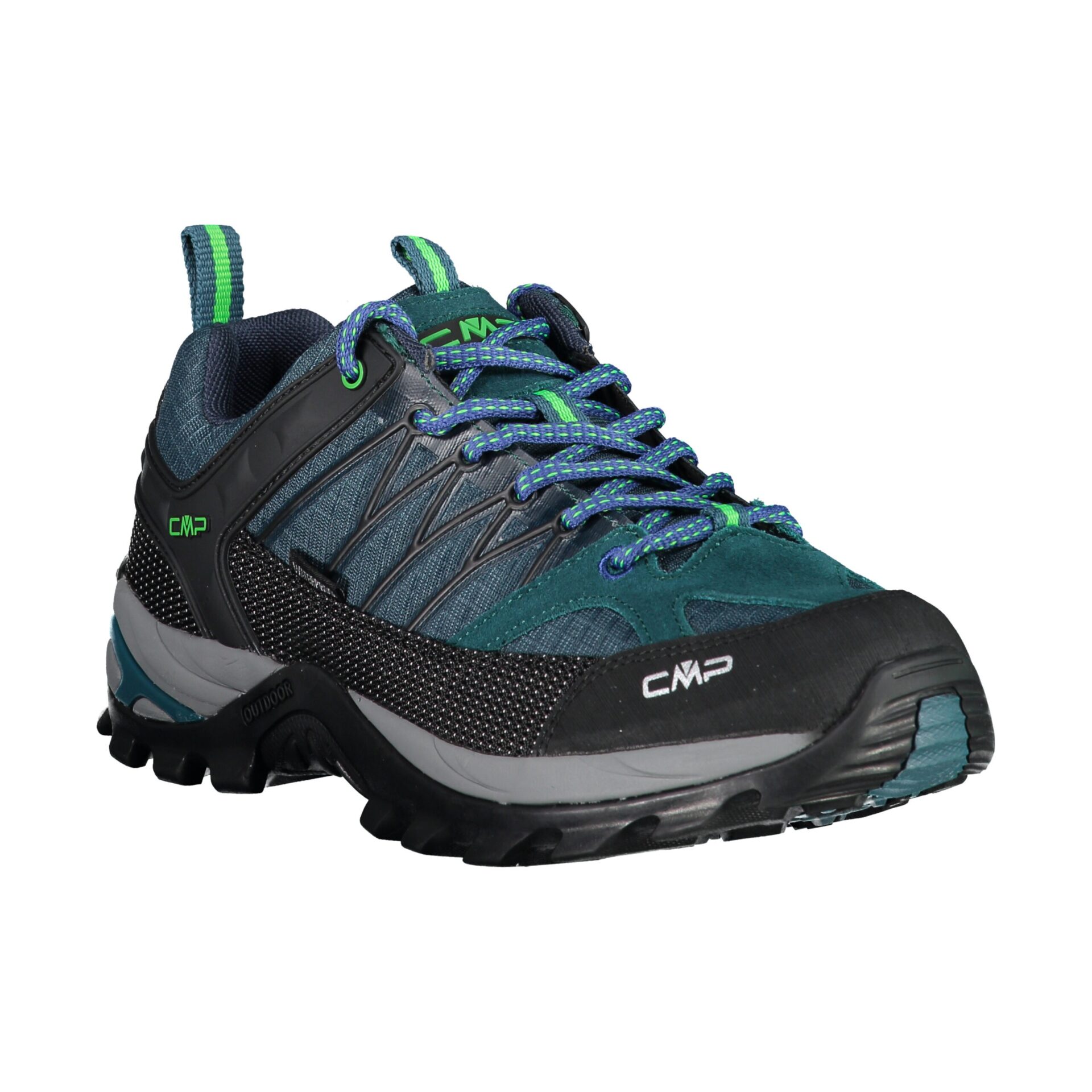 SCARPA TREKKING UOMO RIGEL CMP PETROLIO VERDE FLUO DAVANTI